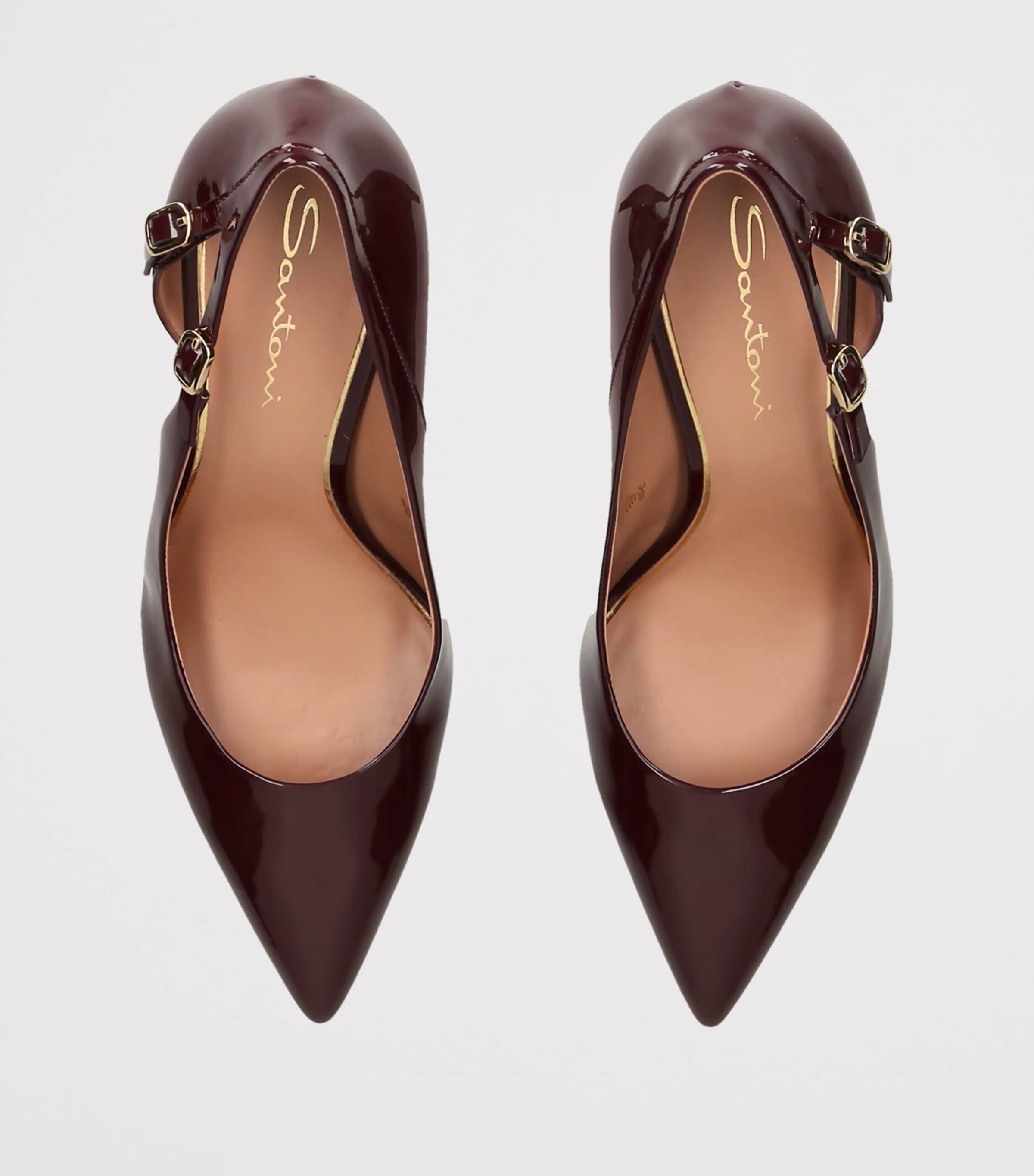 Santoni Patent Leather Audrey Pumps 80 Wine Image 3