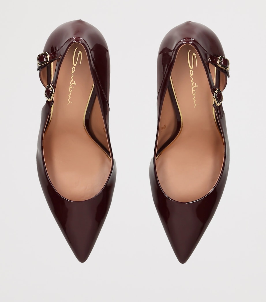 Santoni Patent Leather Audrey Pumps 80 Wine Image 3
