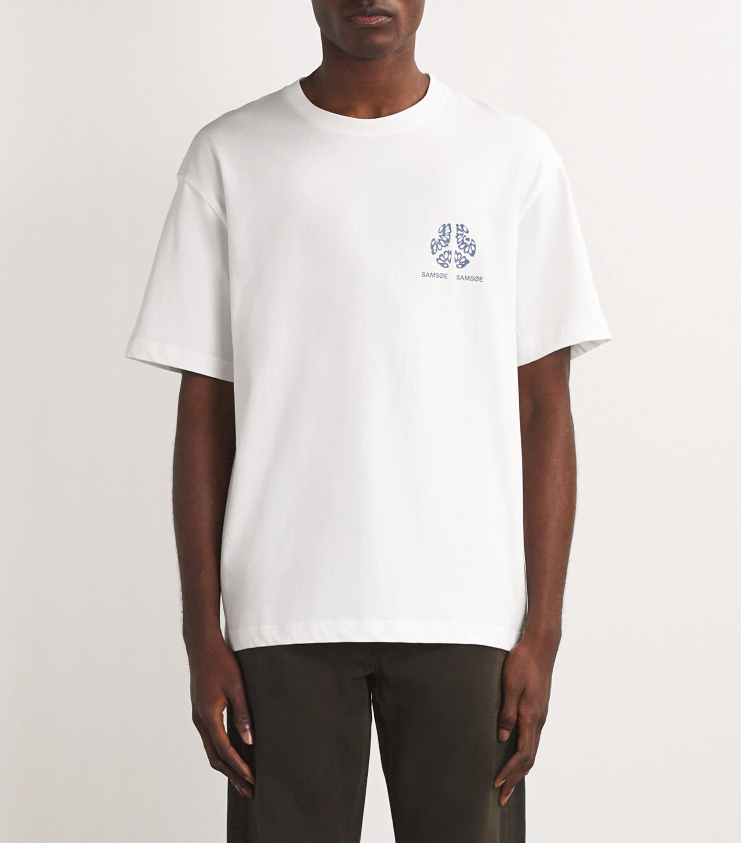 SAMSOE SAMSOE Mens Circle Logo Sajournal T-Shirt White Peace Image 3