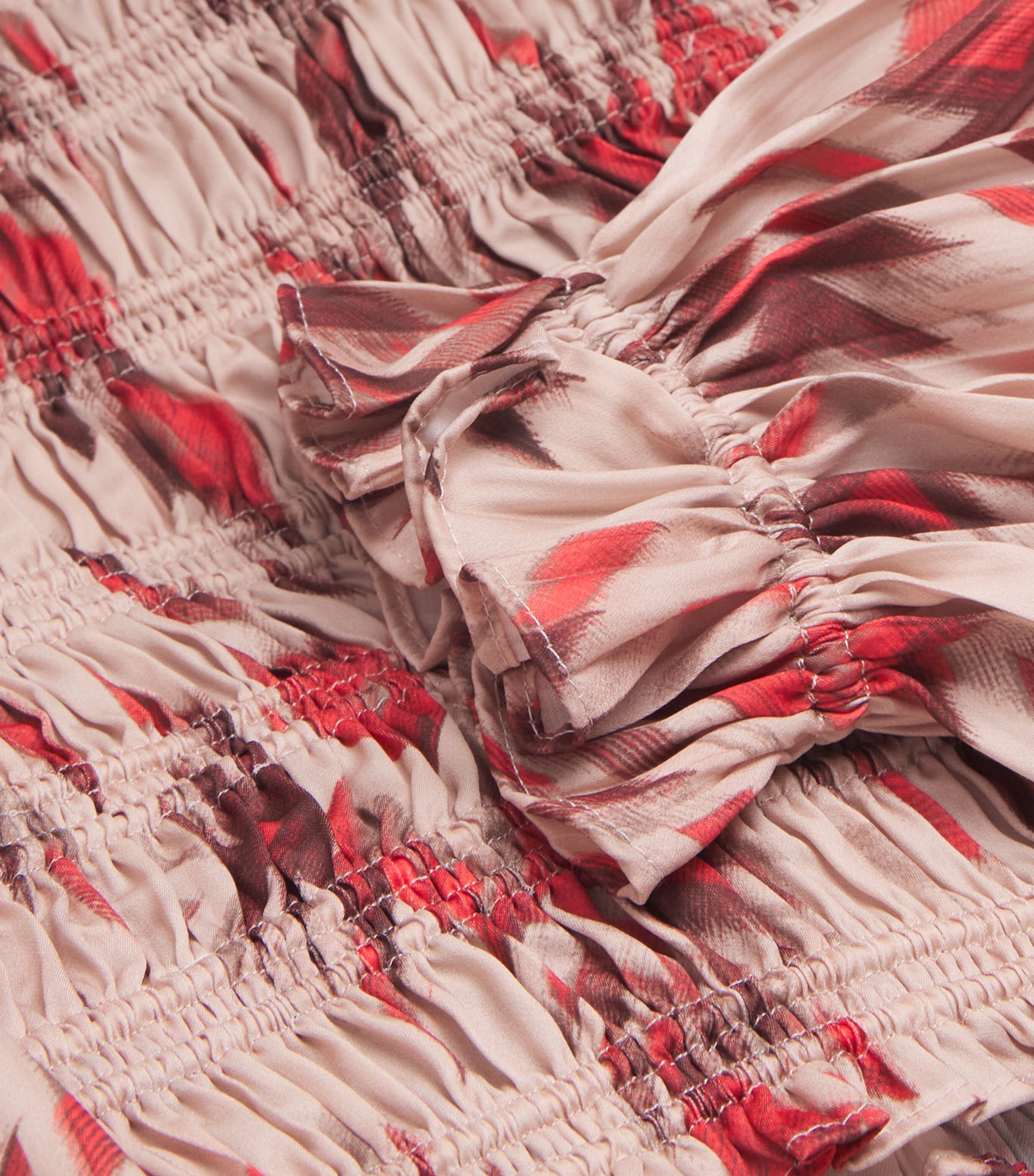 Graciela Off-The-Shoulder Smocked Top 40734GAM TAN MULTI Image 5