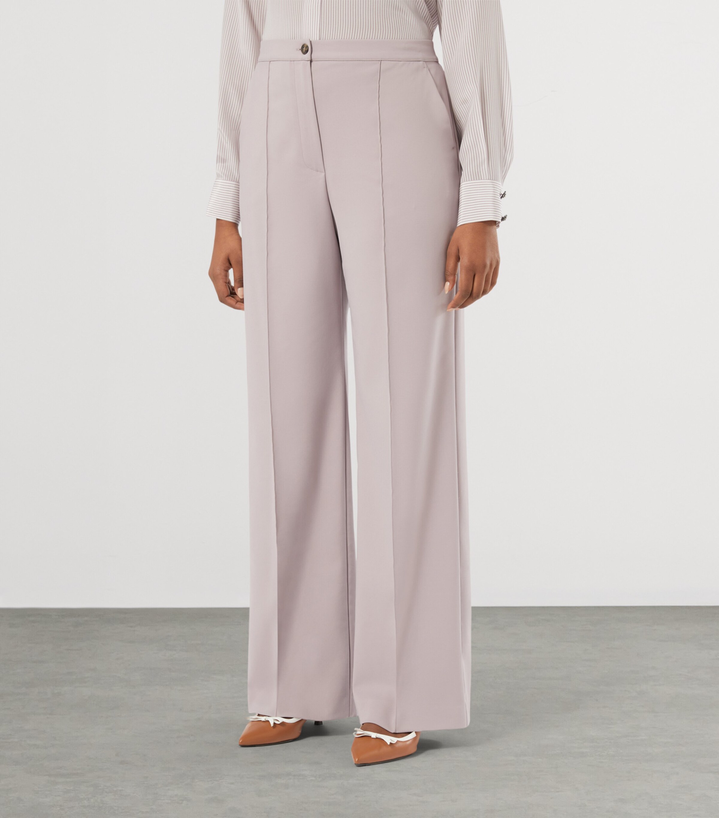 Marina Rinaldi Womens Cotton-Blend Tailored Trousers Lilac Image 3