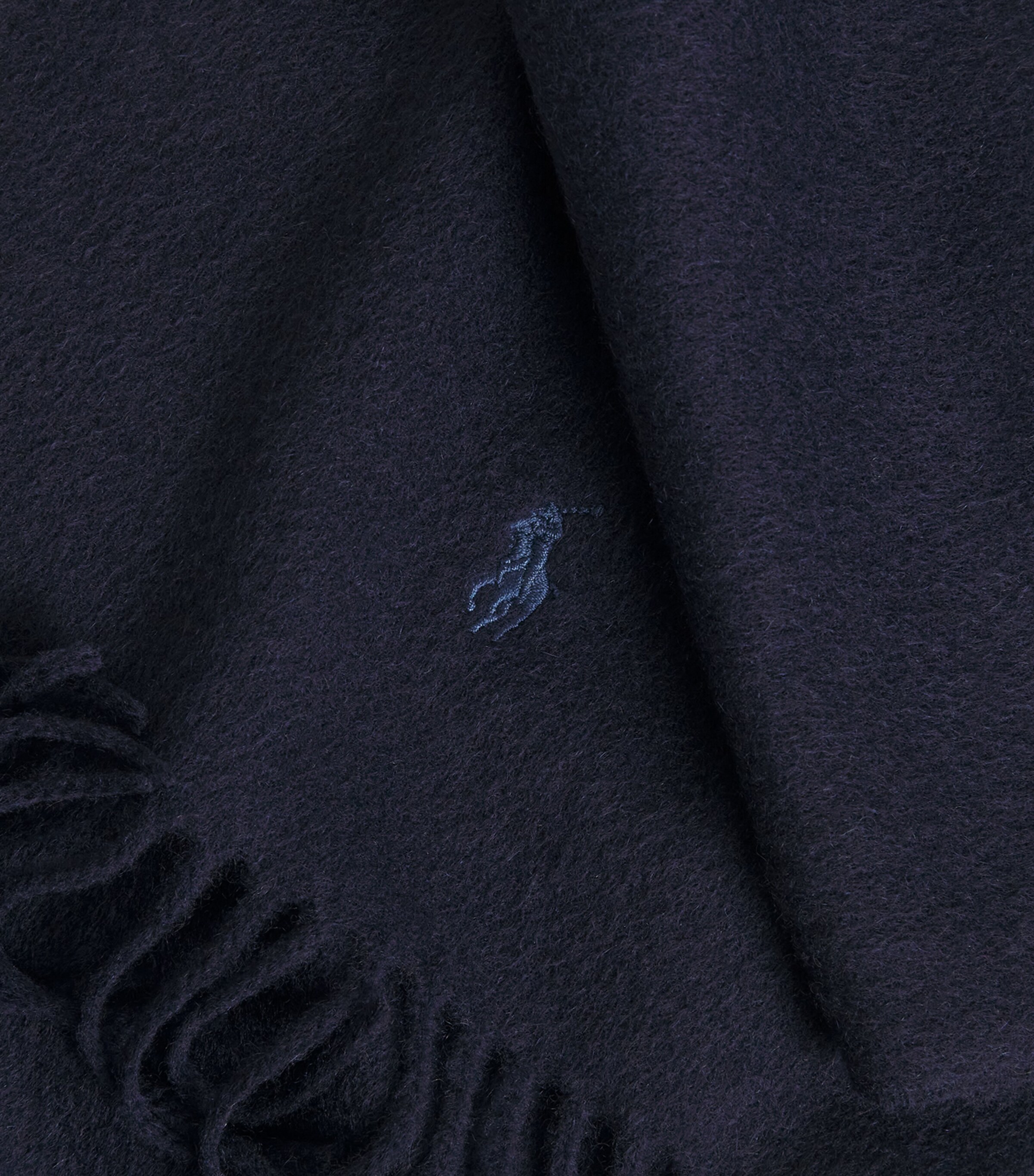 Cashmere Polo Pony Fringe Scarf BLUE Image 4