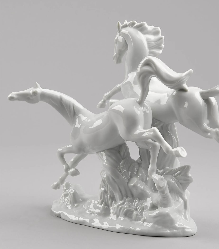 Porcelain Horses Galloping Figurine WHITE Image 5
