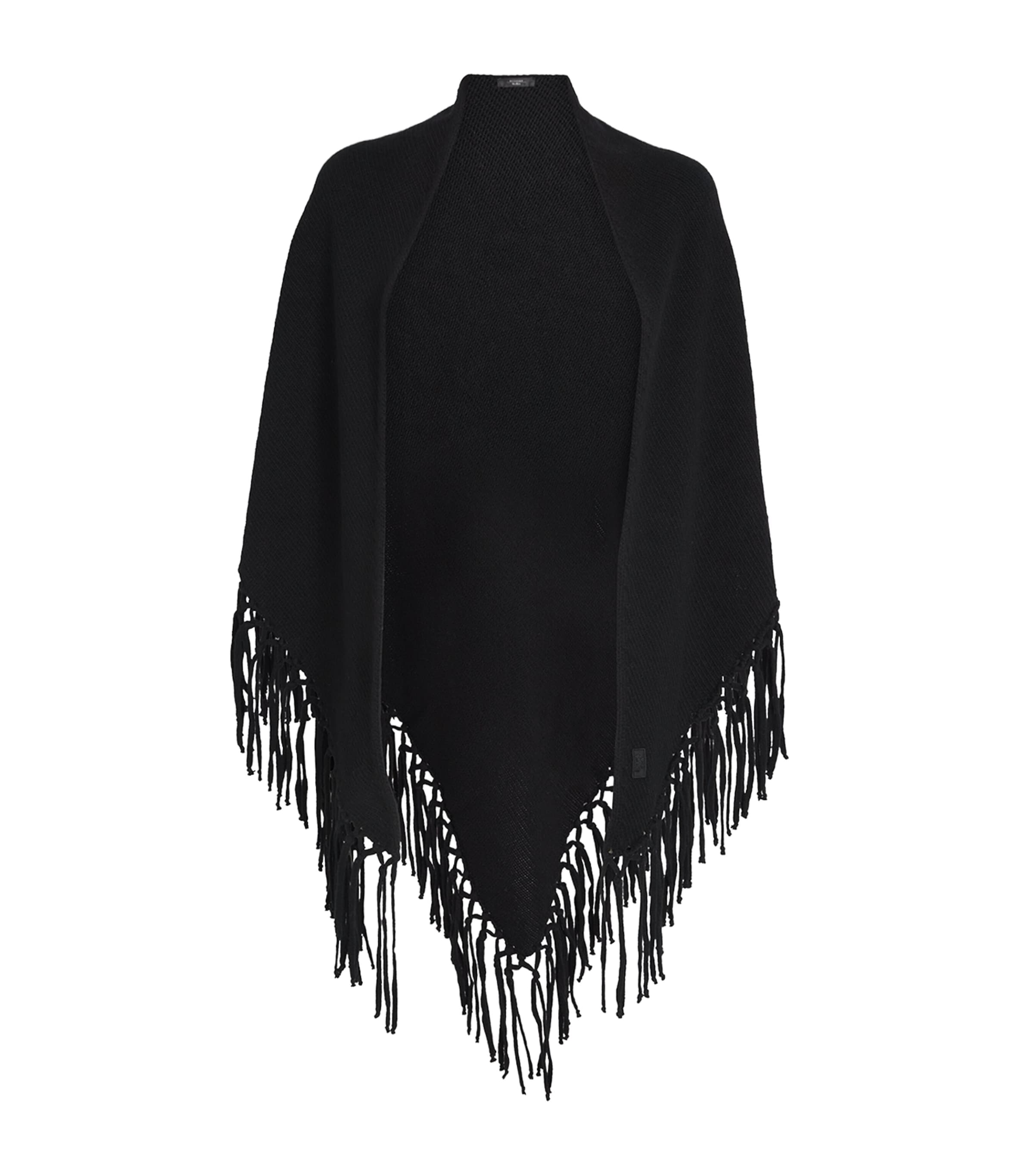 Weekend Max Mara Virgin Wool Fringed Shawl In Black
