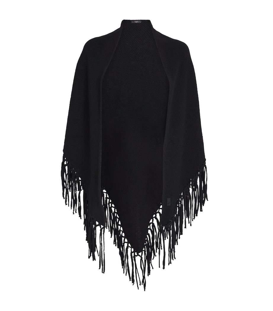 Virgin Wool Fringed Shawl BLACK Image 1