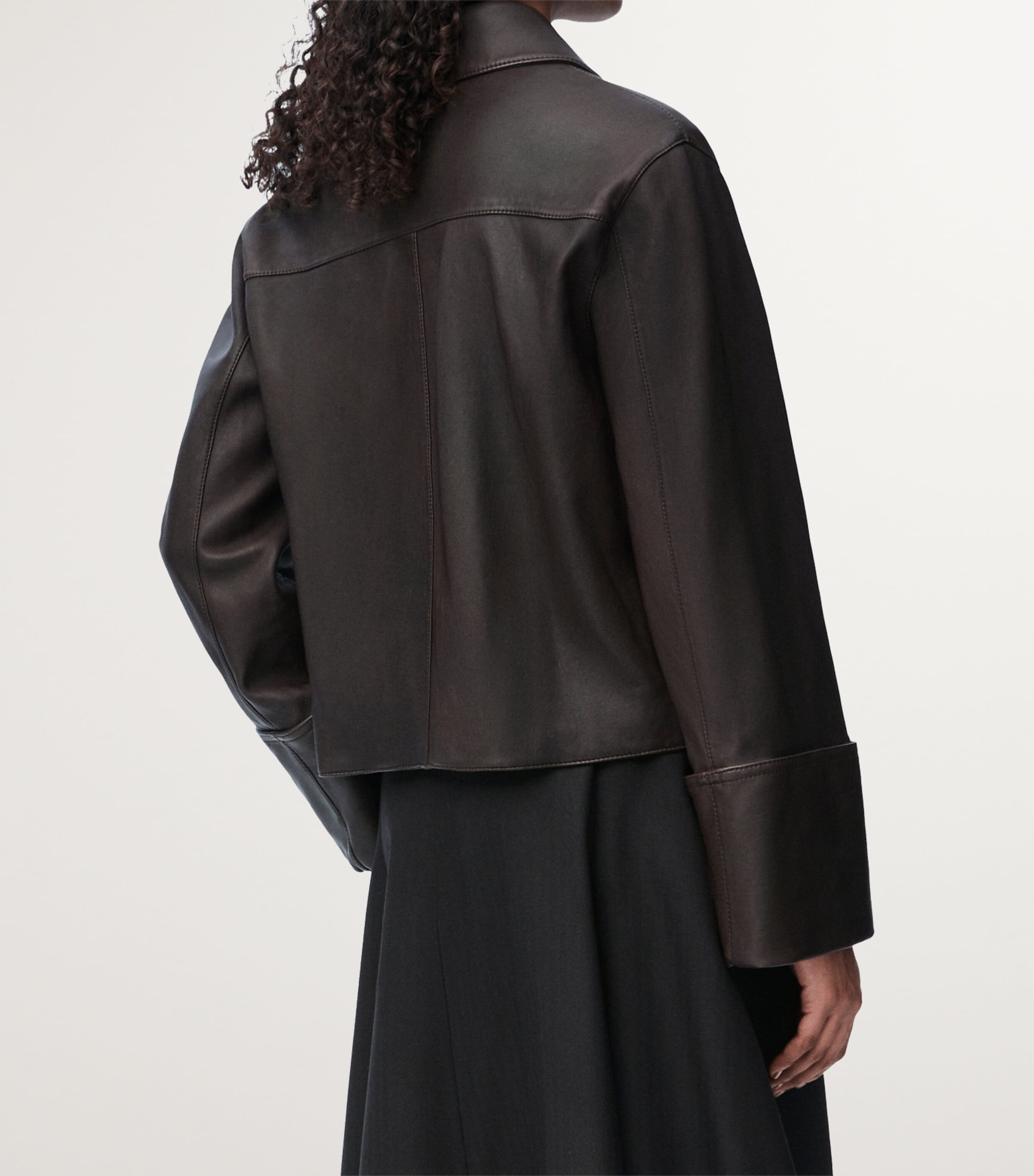 Leather Turn-Up Jacket BROWN Image 4