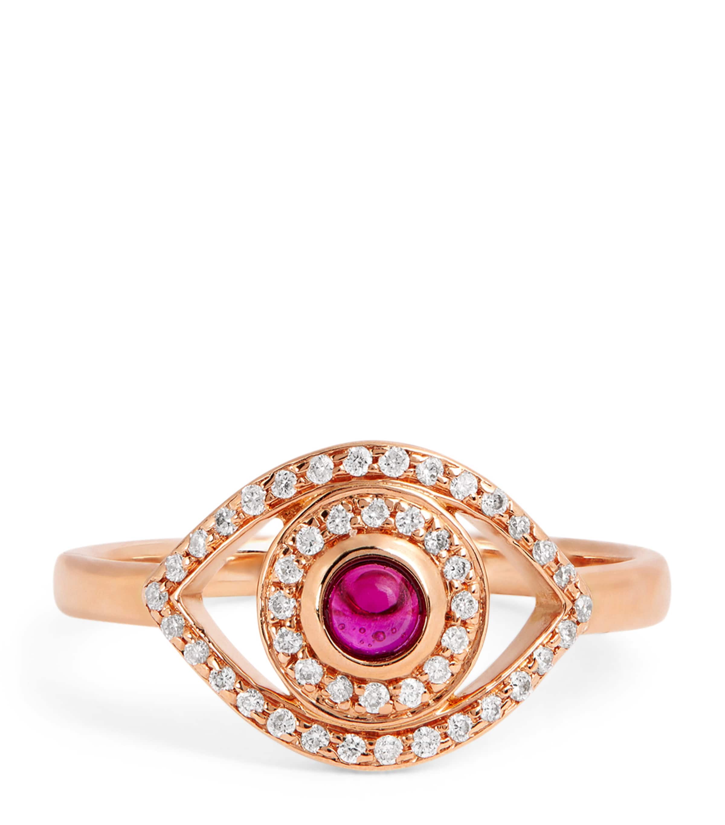 Netali Nissim Rose Gold, Diamond And Quartz Protected Eye Ring