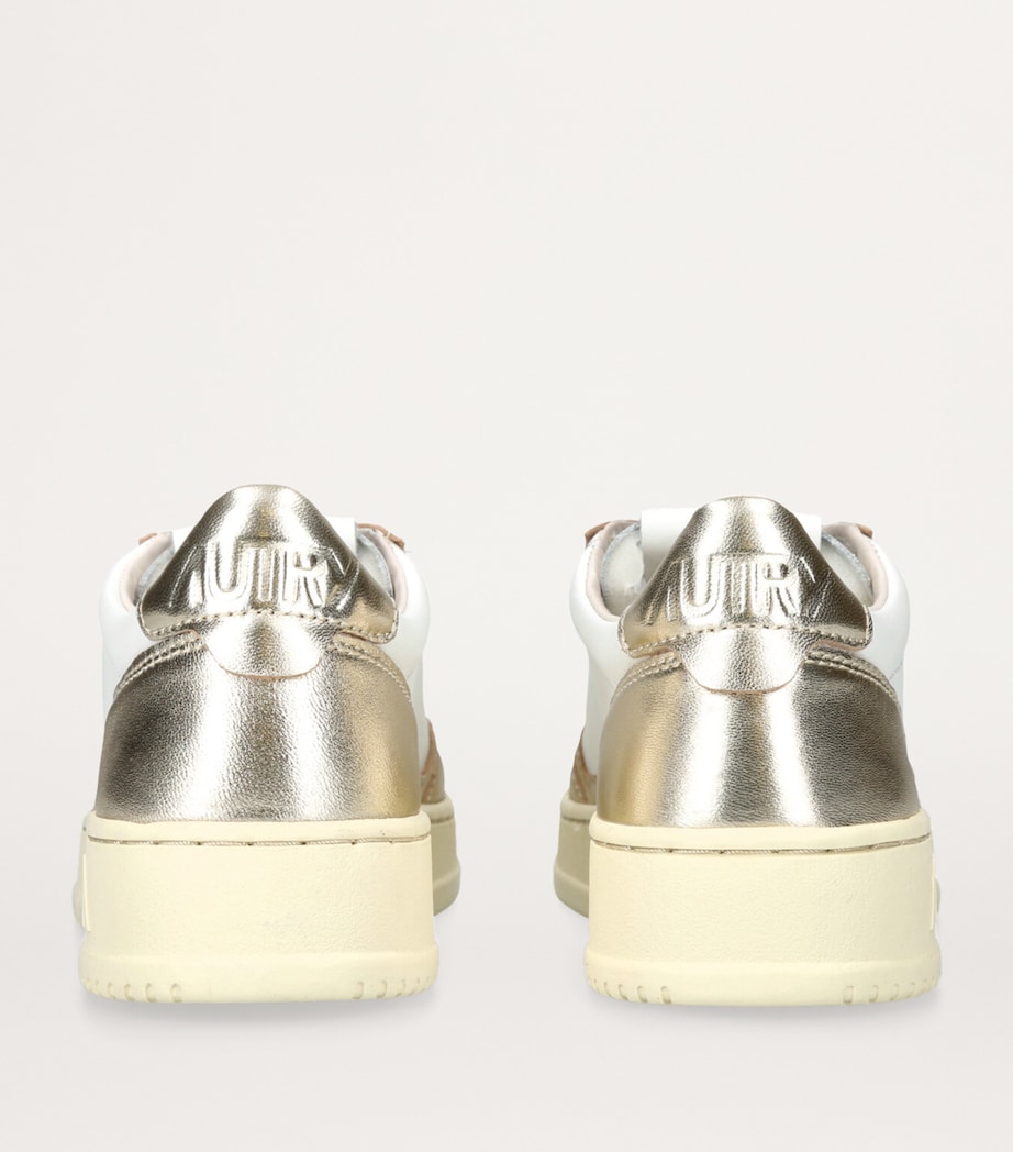 Metallic Leather Medalist Low-Top Sneakers GOLD COMB Image 2