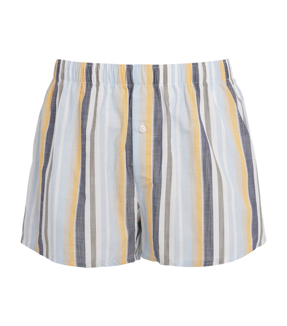 Hanro Mens Cotton Fancy Woven Boxers Sunset Stripe Image 1