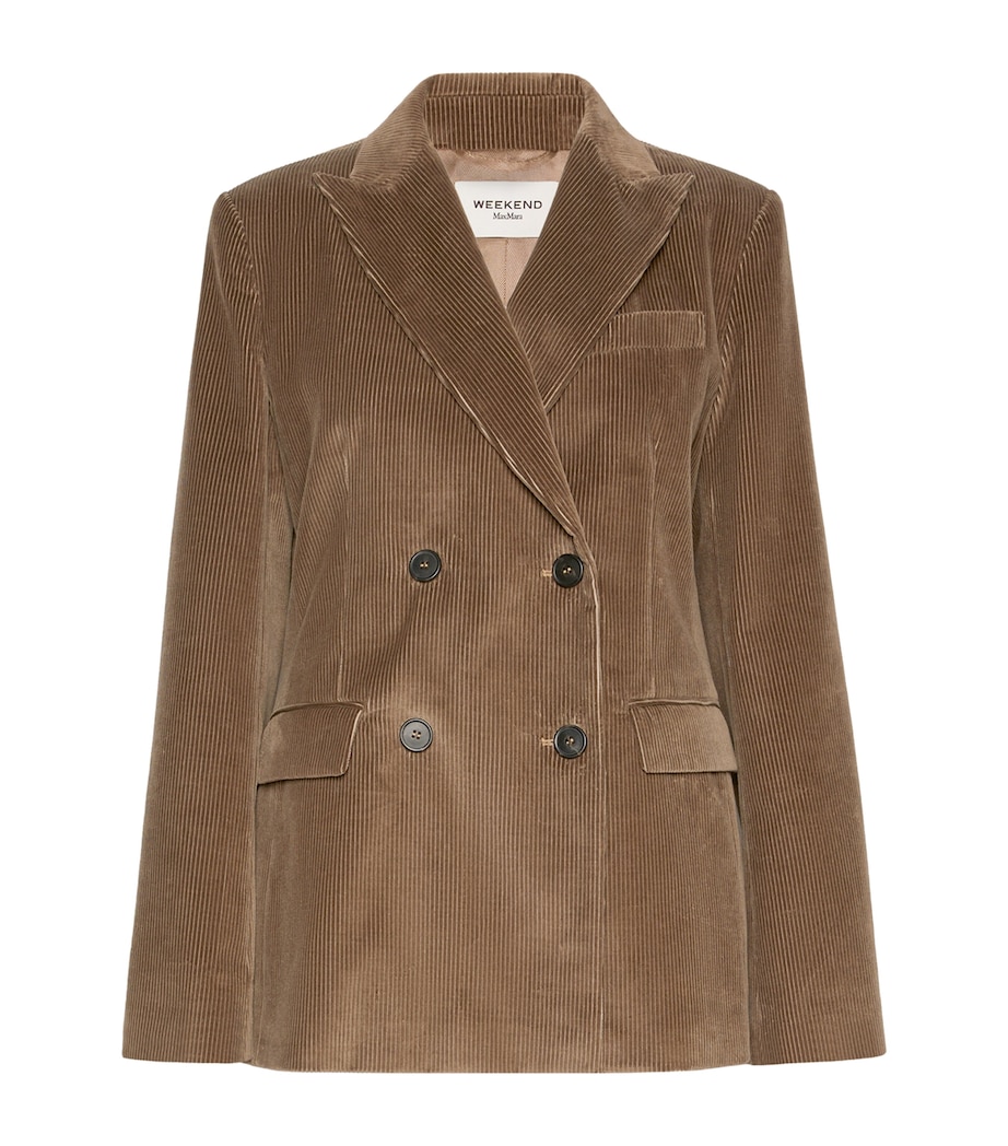 Weekend Max Mara Womens Corduroy Double-Breasted Blazer Light Brown Image 1