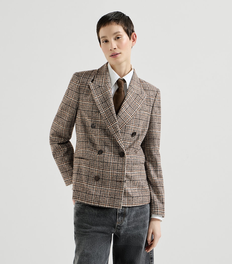 Brunello Cucinelli Womens Alpaca-Blend Check Blazer Image 3
