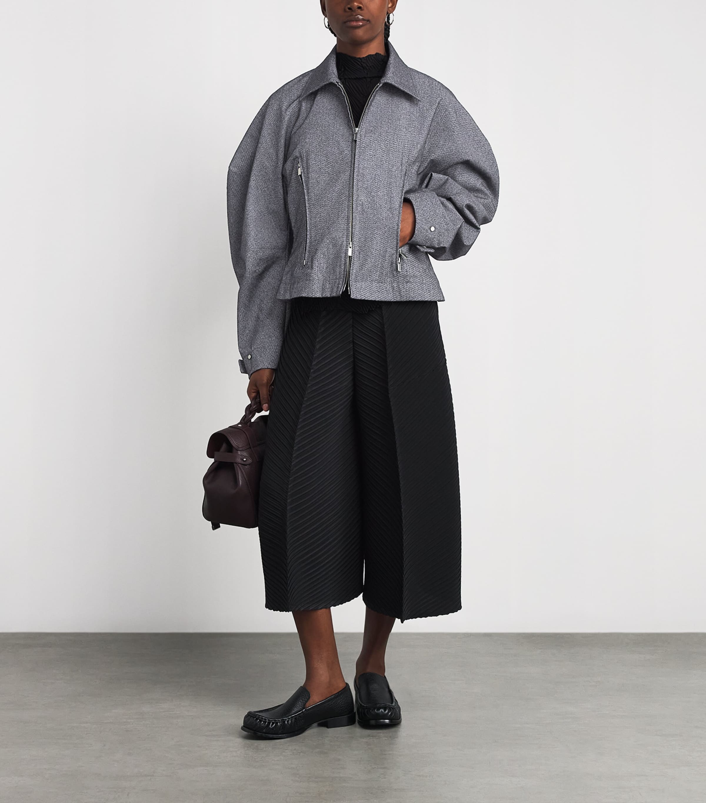 Issey Miyake Womens Textured Reflection Jacket Grey Image 2