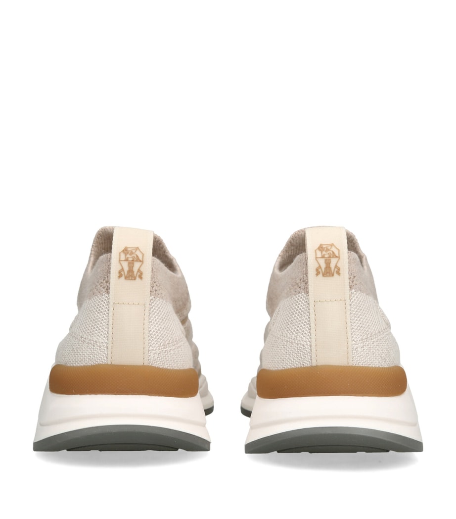 Brunello Cucinelli Kids Knitted Slip-On Sneakers Beige Image 2