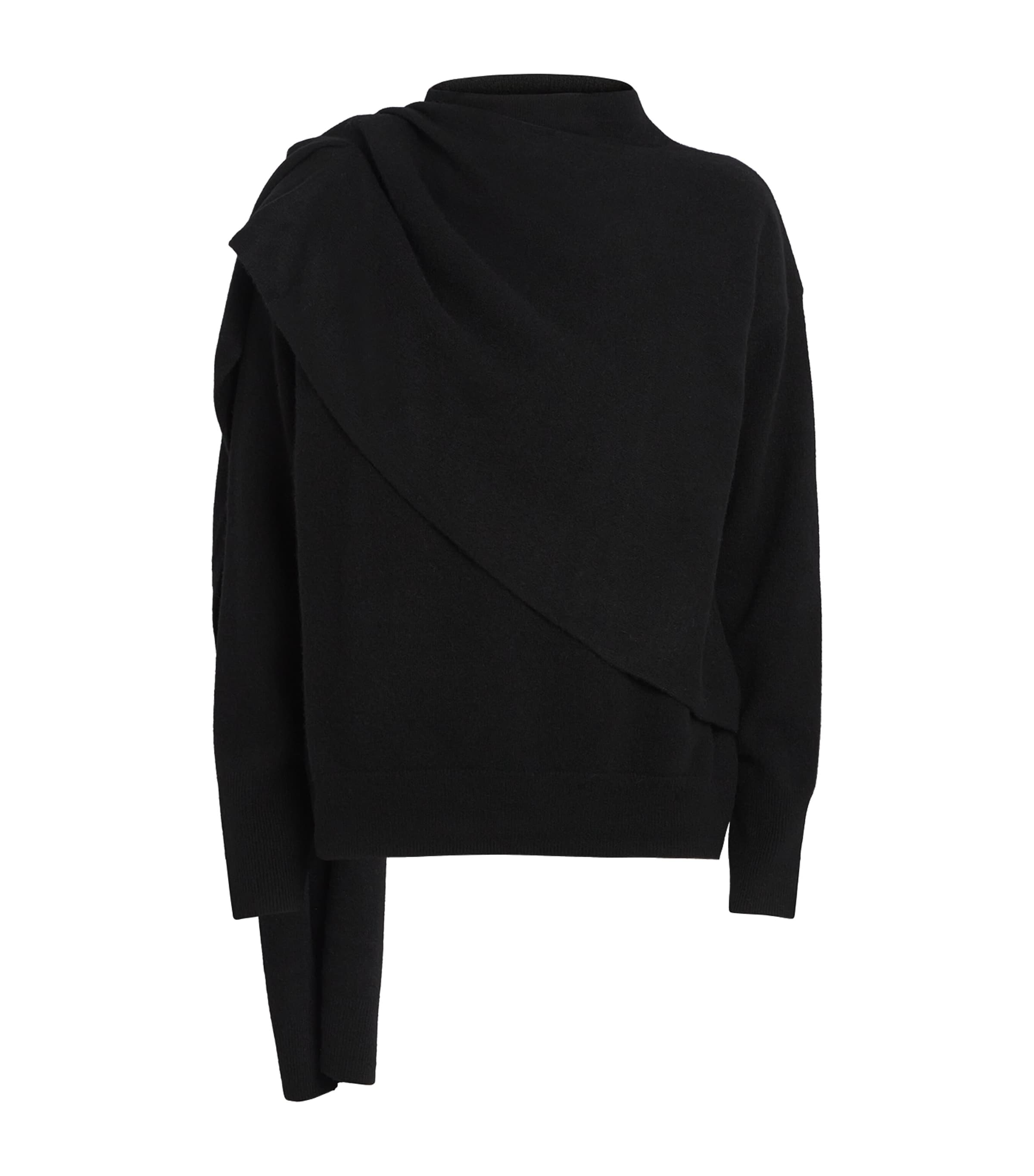 Vince Wool-cashmere Draped Sweater In Black