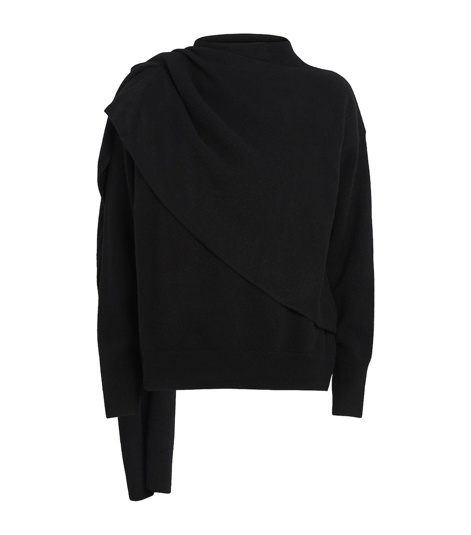 Wool-Cashmere Draped Sweater BLACK-001BLK Image 1