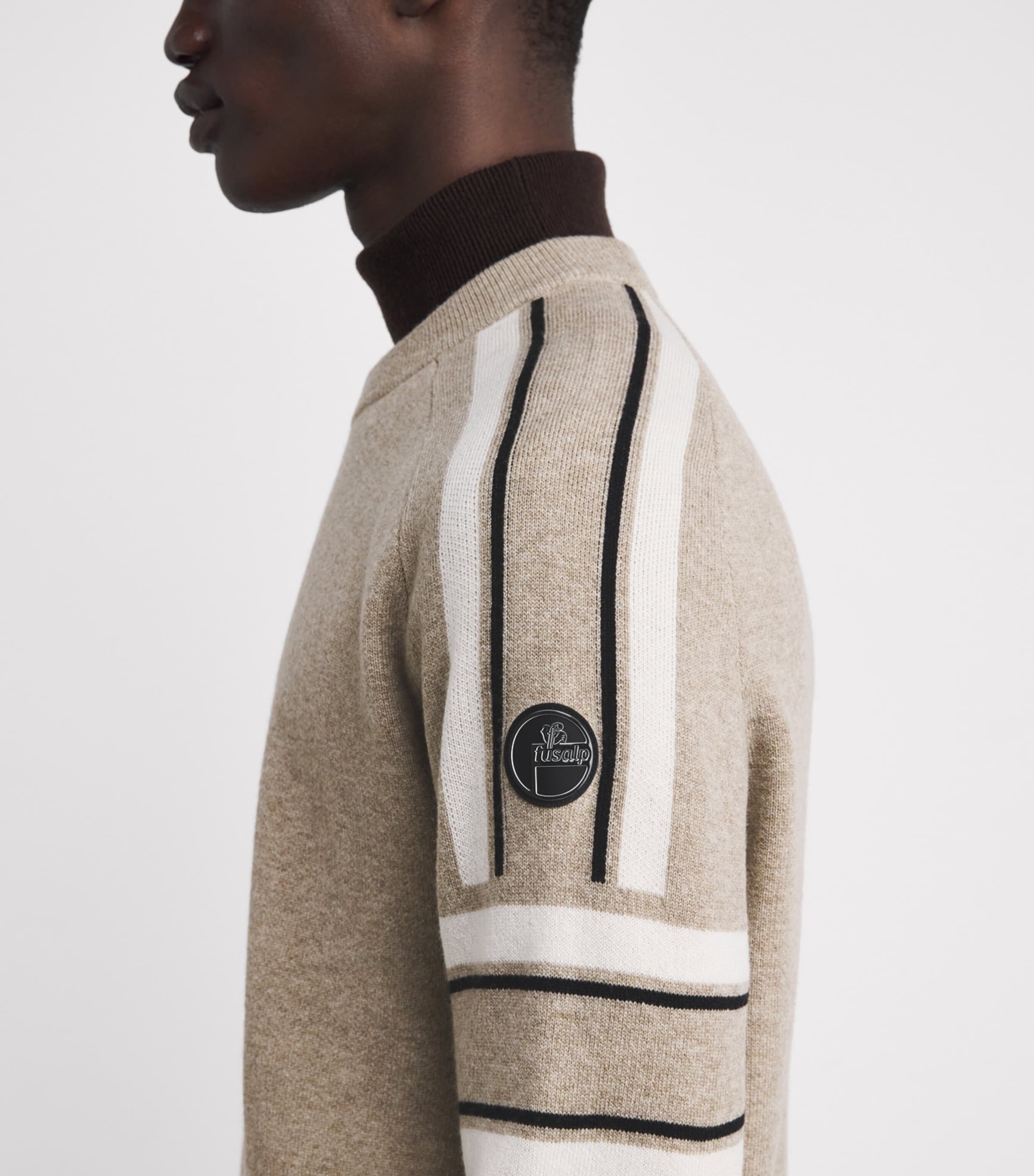 Wool-Cashmere Stripe Sweater 1100 MOJAVE/NOIR Image 6