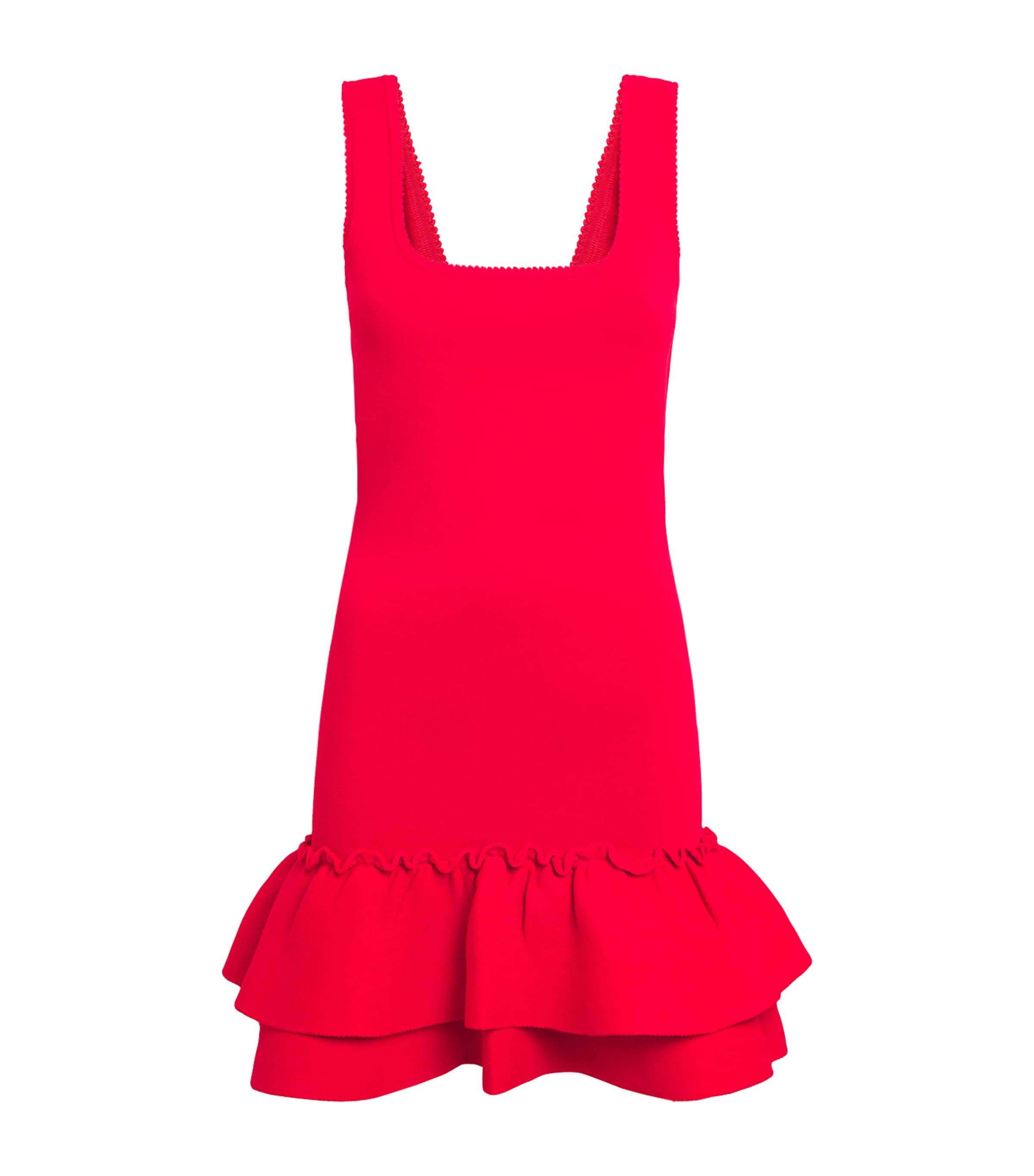 Sandro Knitted Flounce-skirt Mini Dress In Red