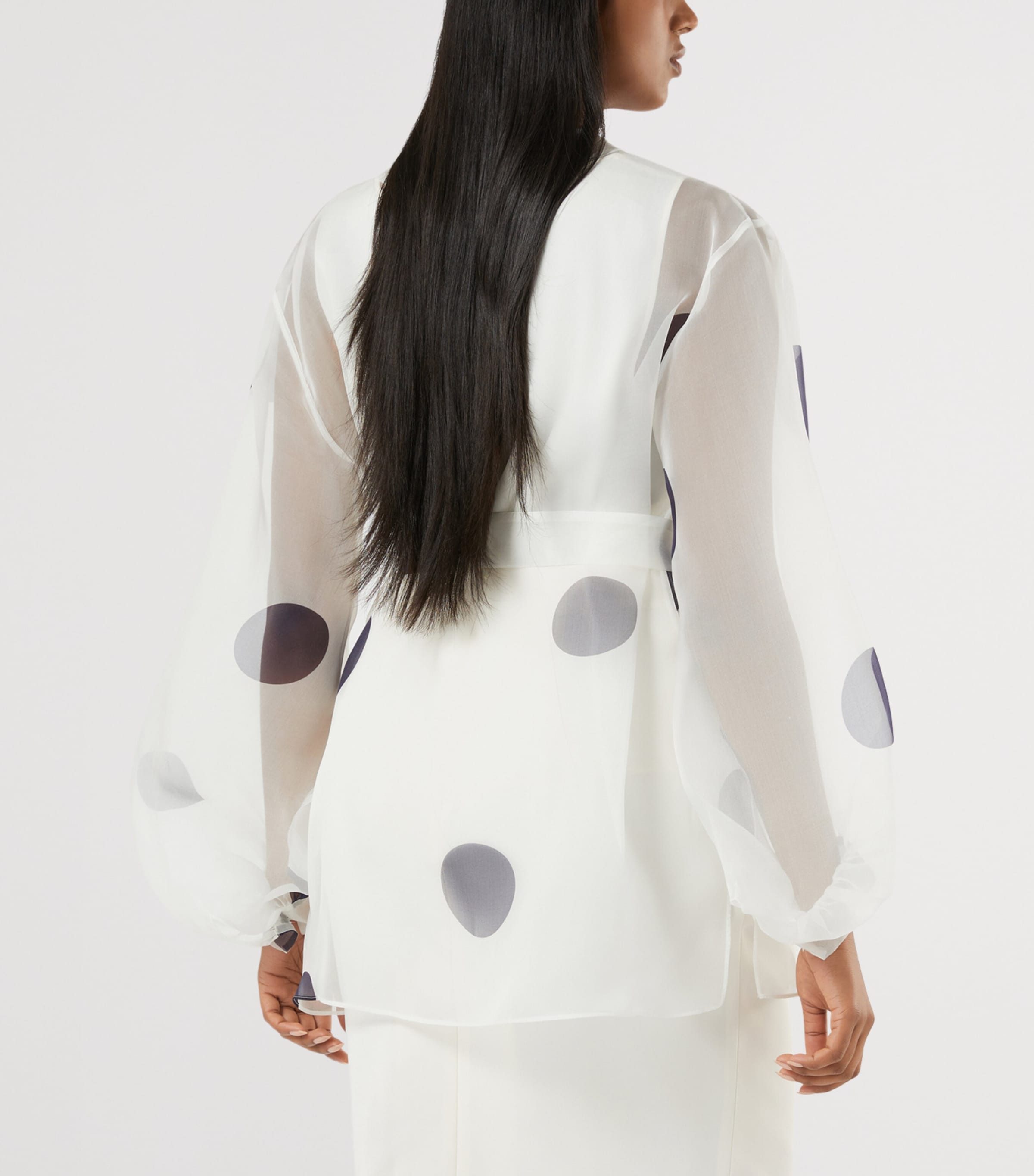 Marina Rinaldi Womens Silk Polka Dot Blouse Ivory Image 3