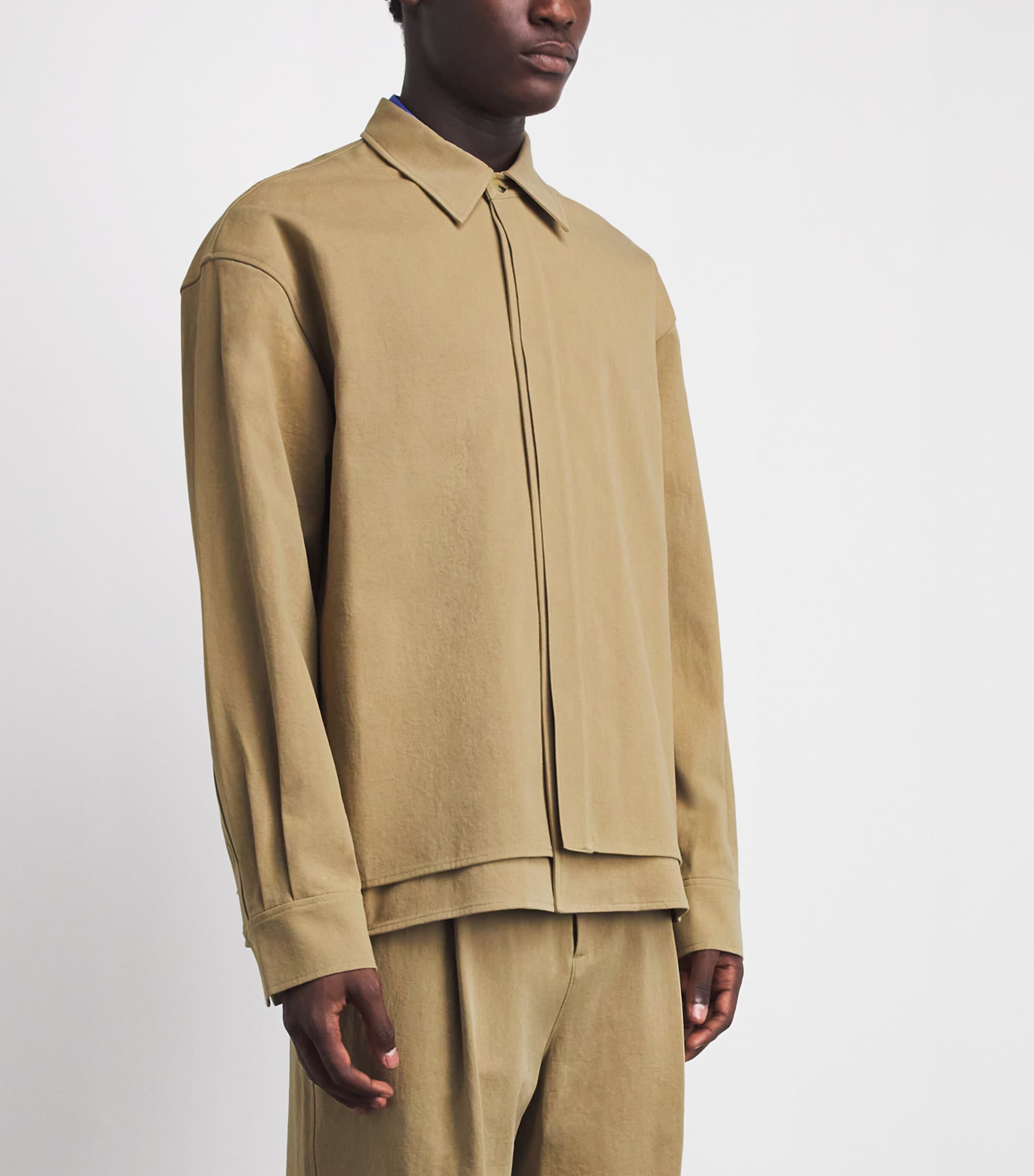 Le 17 Septembre Mens Cotton Double-Layer Overshirt Beige Image 4