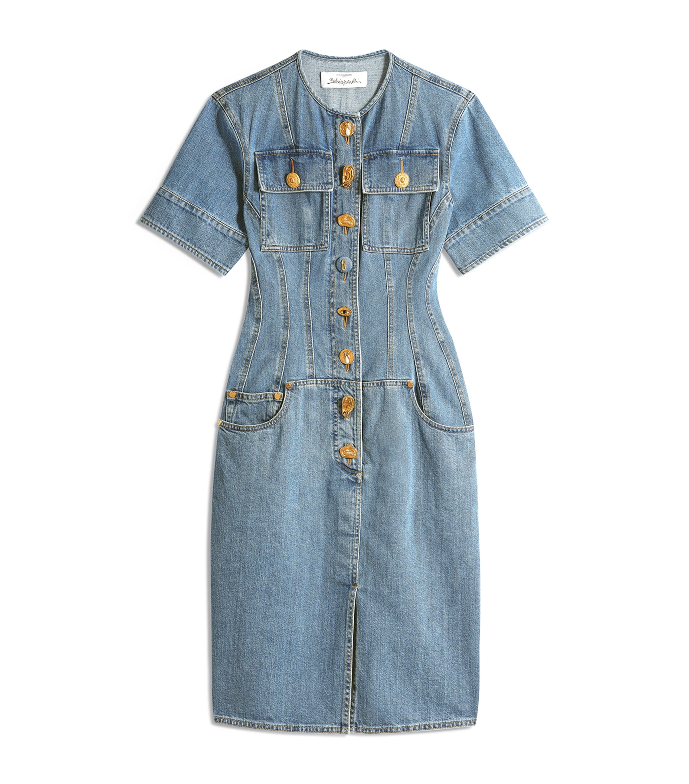 Schiaparelli Womens Denim Corset Mini Dress Blue Image 1