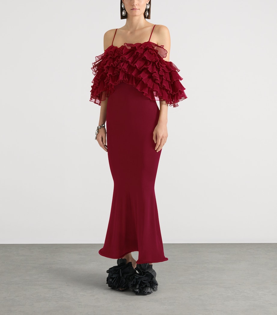 Givenchy Womens Ruffled Bustier Maxi Dress Red Cherry Image 2