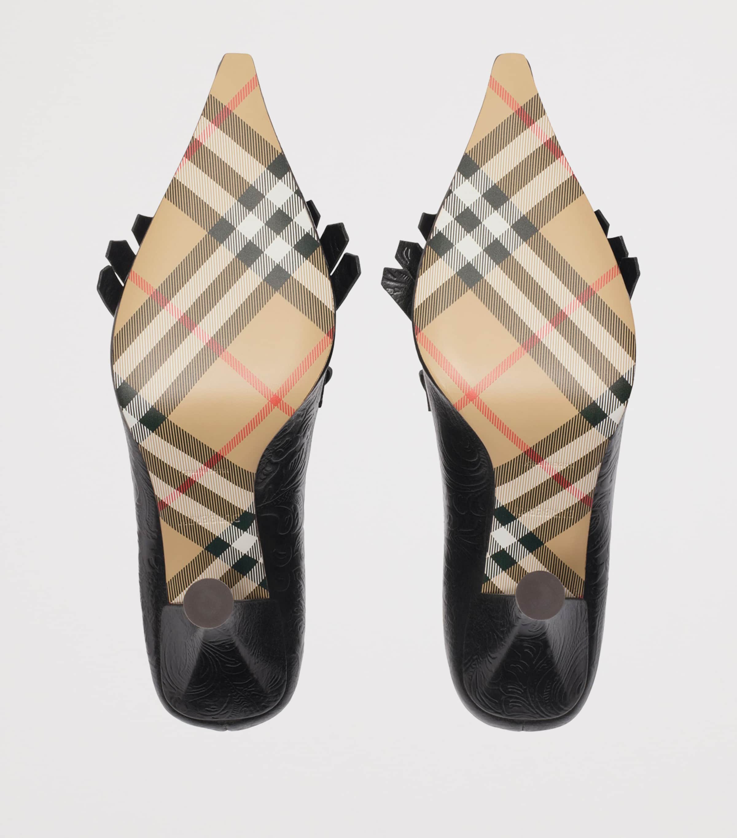 Leather Cameo Fringe Pumps 90 MOAT GREEN Image 5