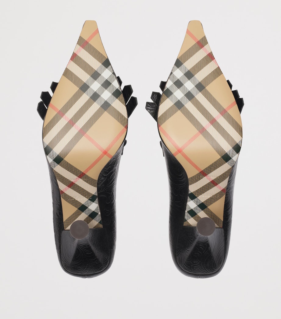 Leather Cameo Fringe Pumps 90 MOAT GREEN Image 5