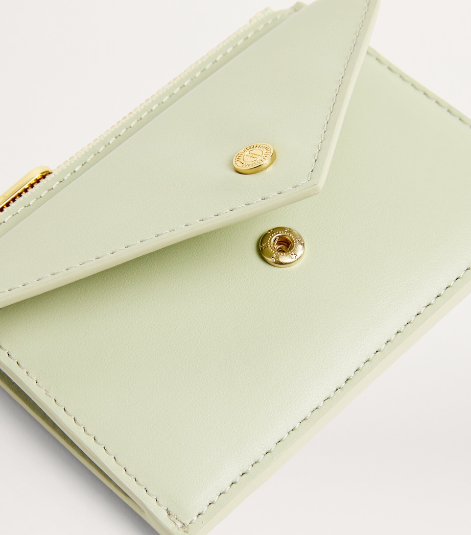 Leather Zip-Up Card Holder GREEN Image 4