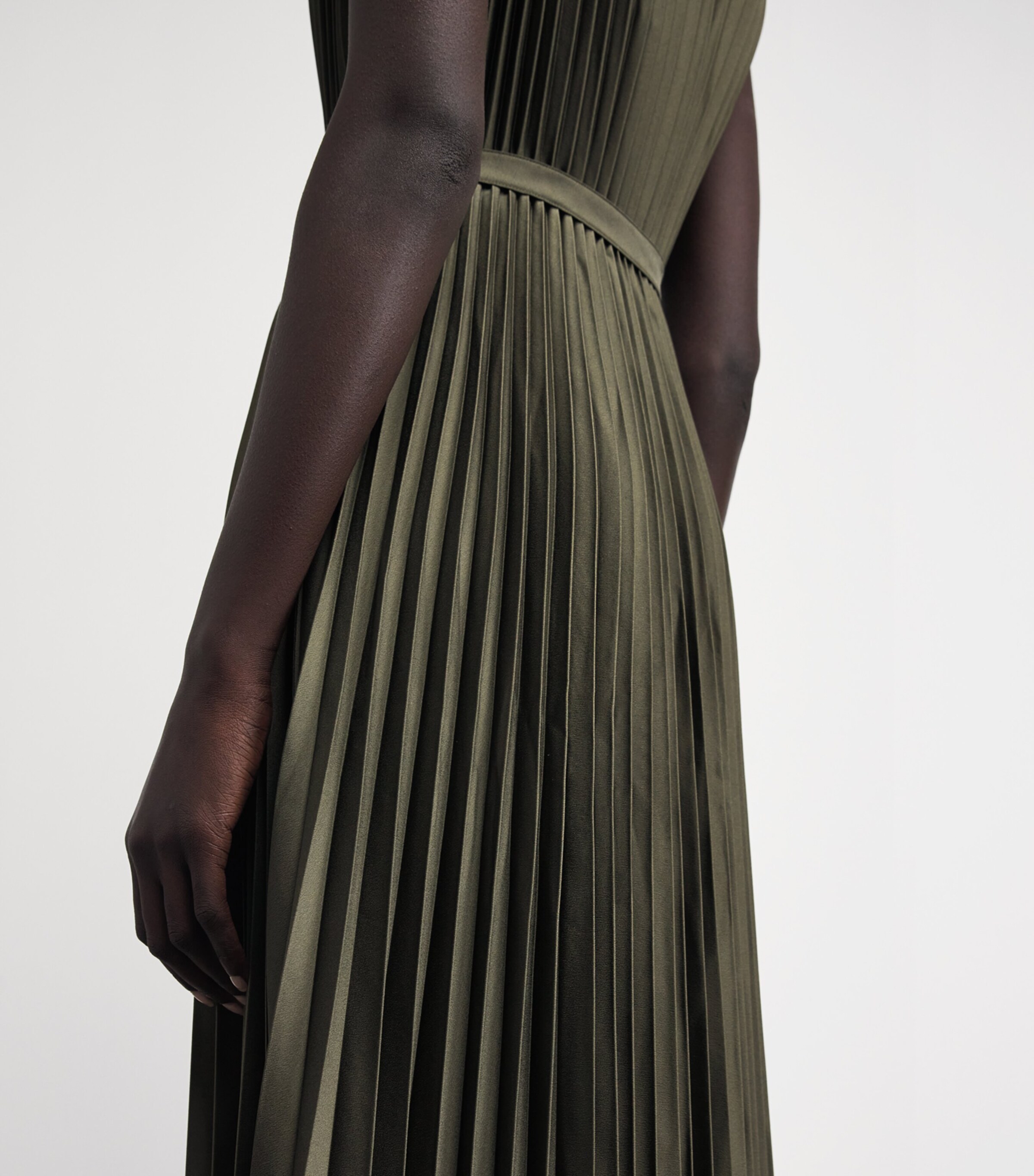 Joseph Womens Crepe Plissé Volta Midi Dress Palm Leaf Image 6