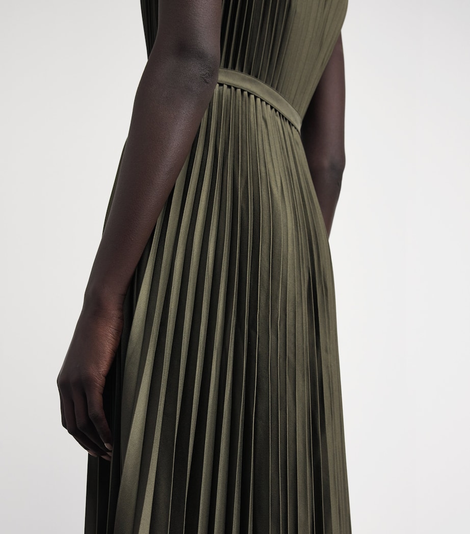 Joseph Womens Crepe Plissé Volta Midi Dress Palm Leaf Image 6