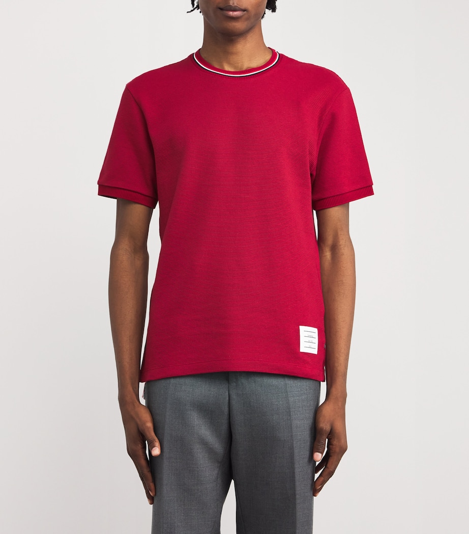 Thom Browne Mens Cotton Rib-Cuff T-Shirt Burgundy Image 3