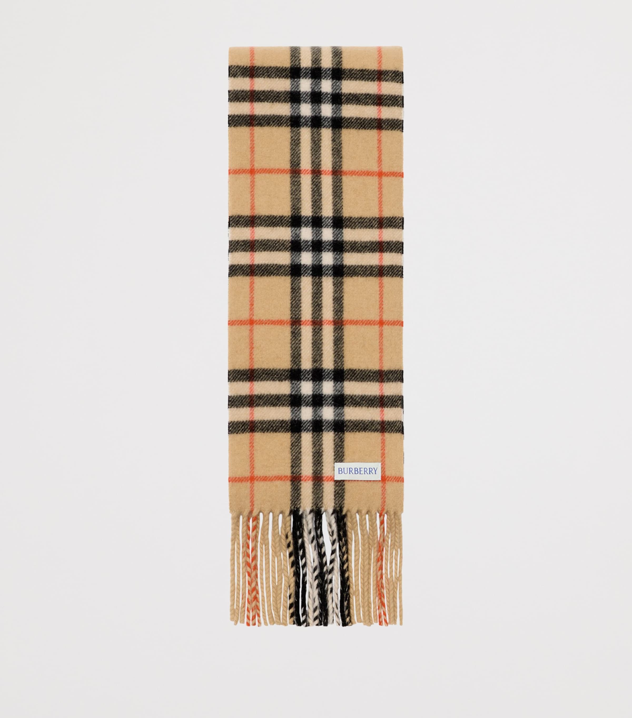 Burberry Beige Cashmere Narrow Check Scarf | Harrods US