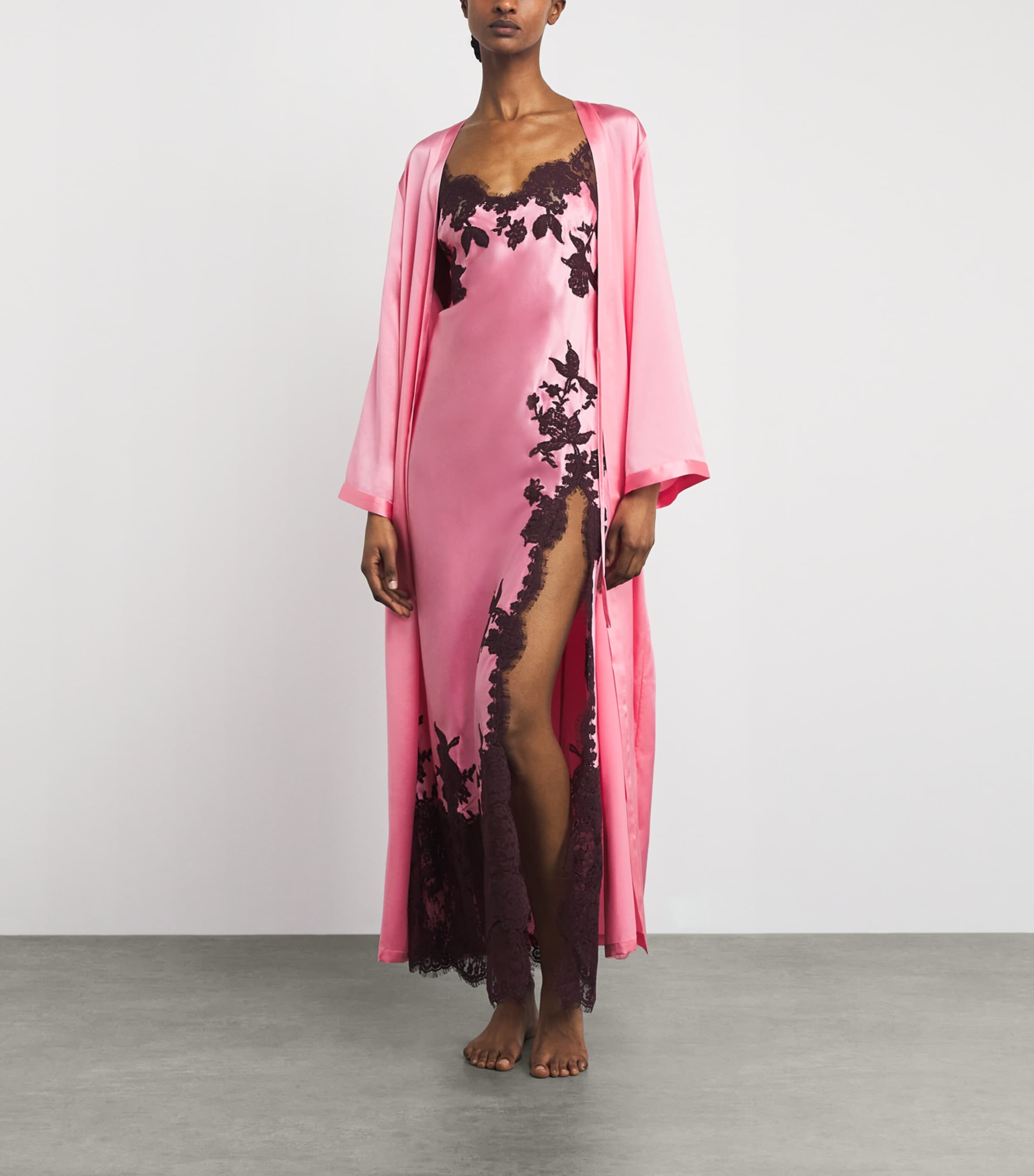 Marjolaine Womens Silk-Lace Maxi Slip Dress Blush/brun Image 2
