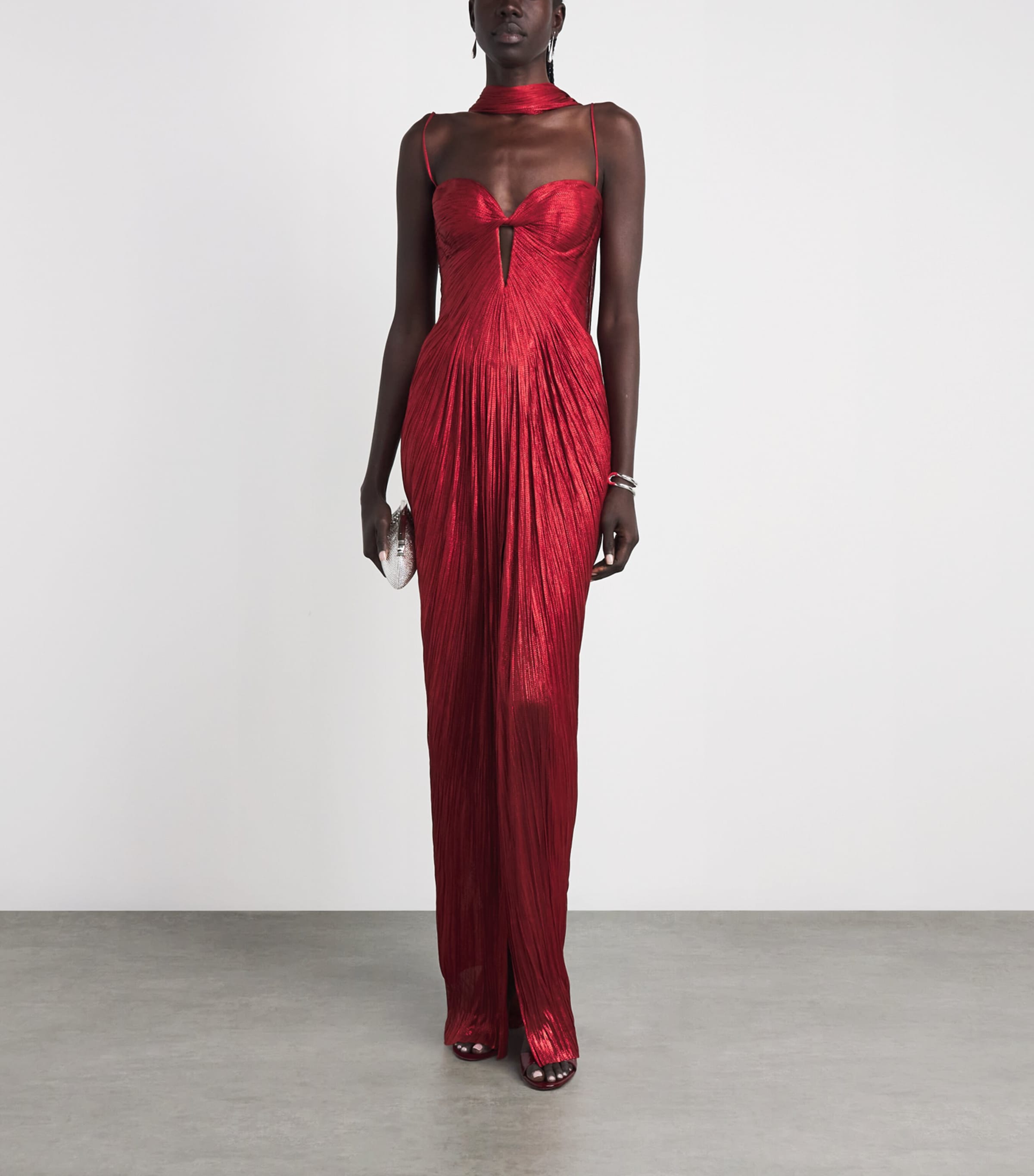 Maria Lucia Hohan Womens Silk Cut-Out Tonia Gown Salsa Image 2