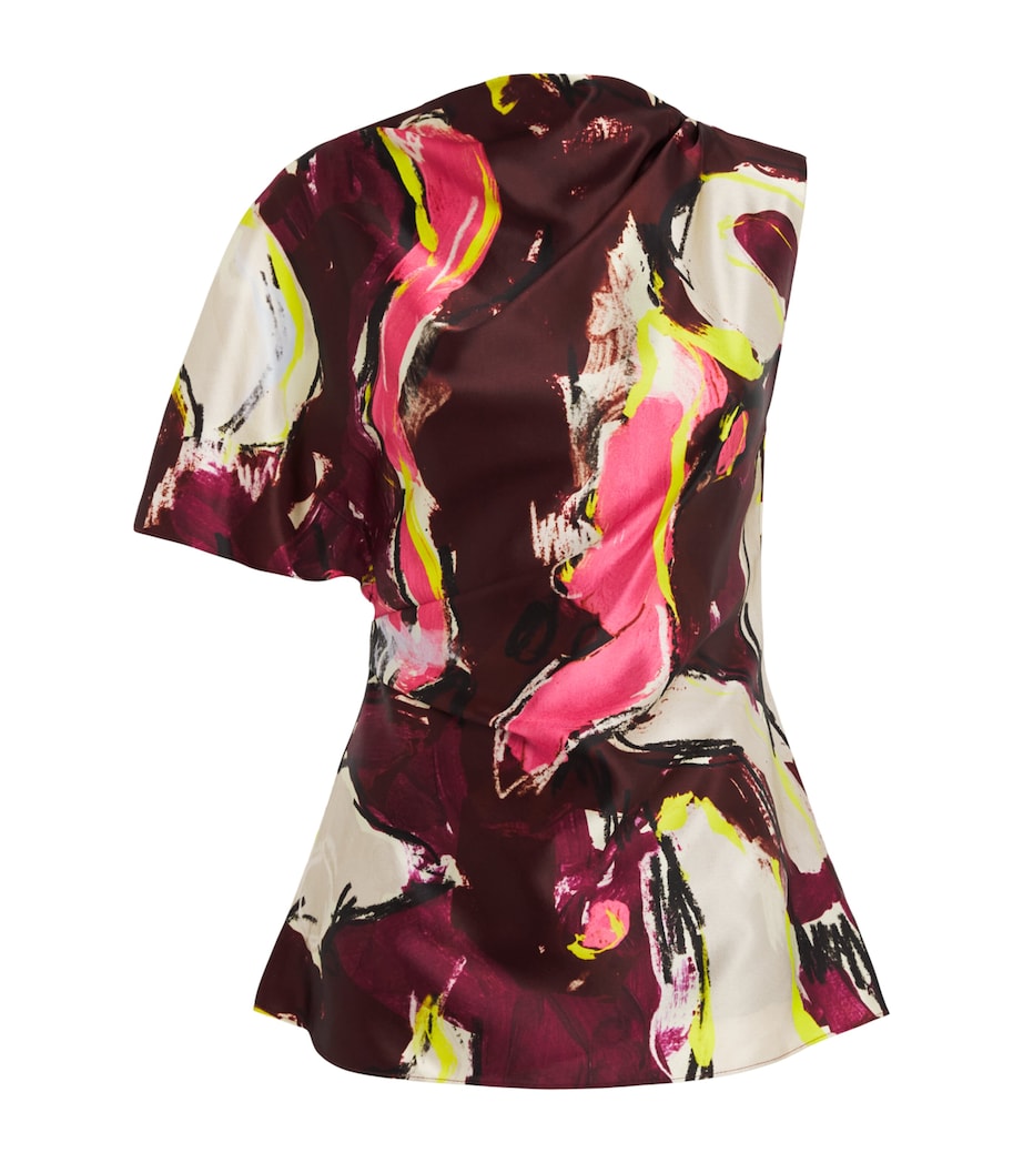 Roksanda Womens Satin Printed Nomi Blouse Brushburgundy Image 1
