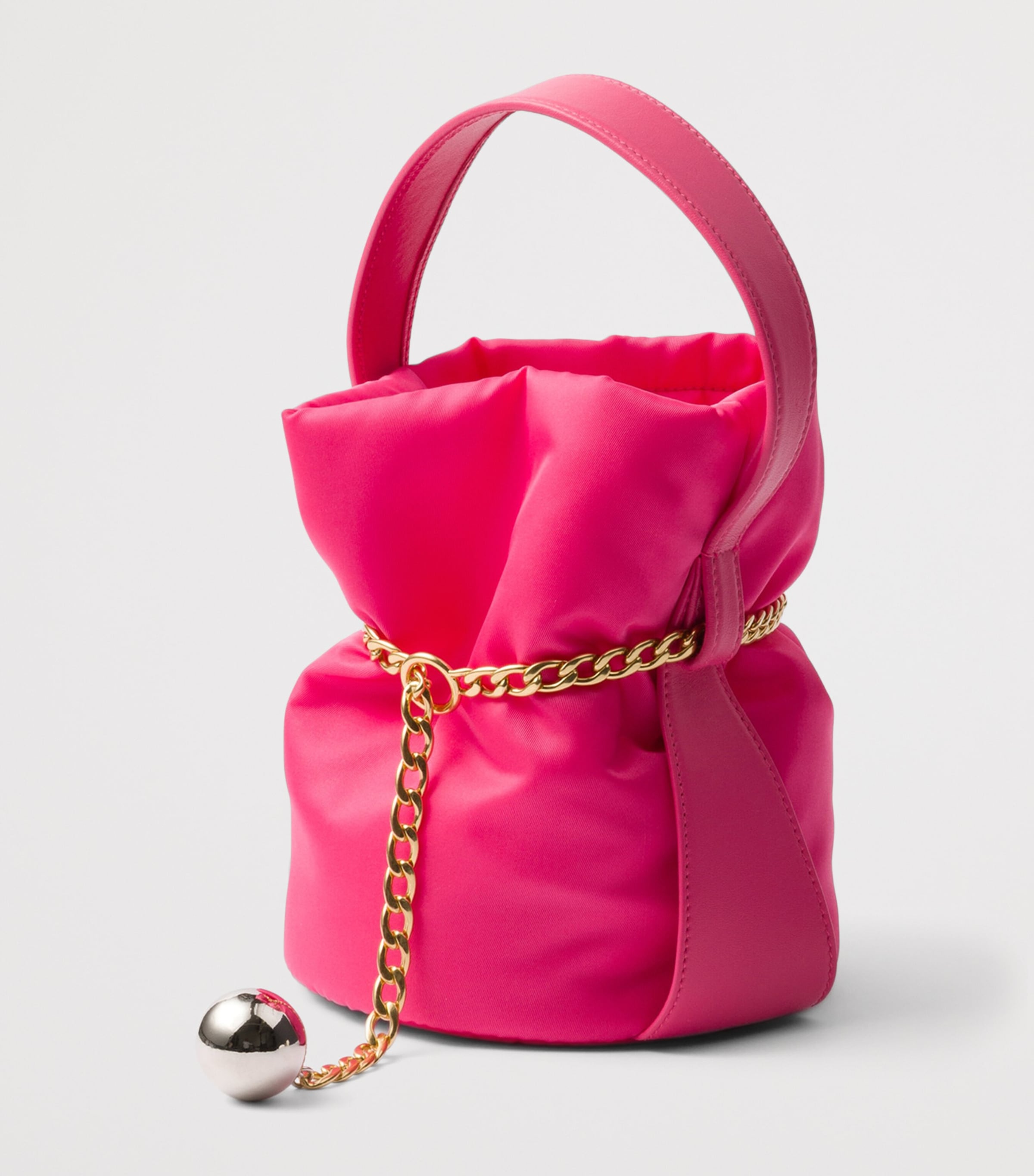 Mini Re-Nylon and Leather Bucket Bag F0505 Image 2