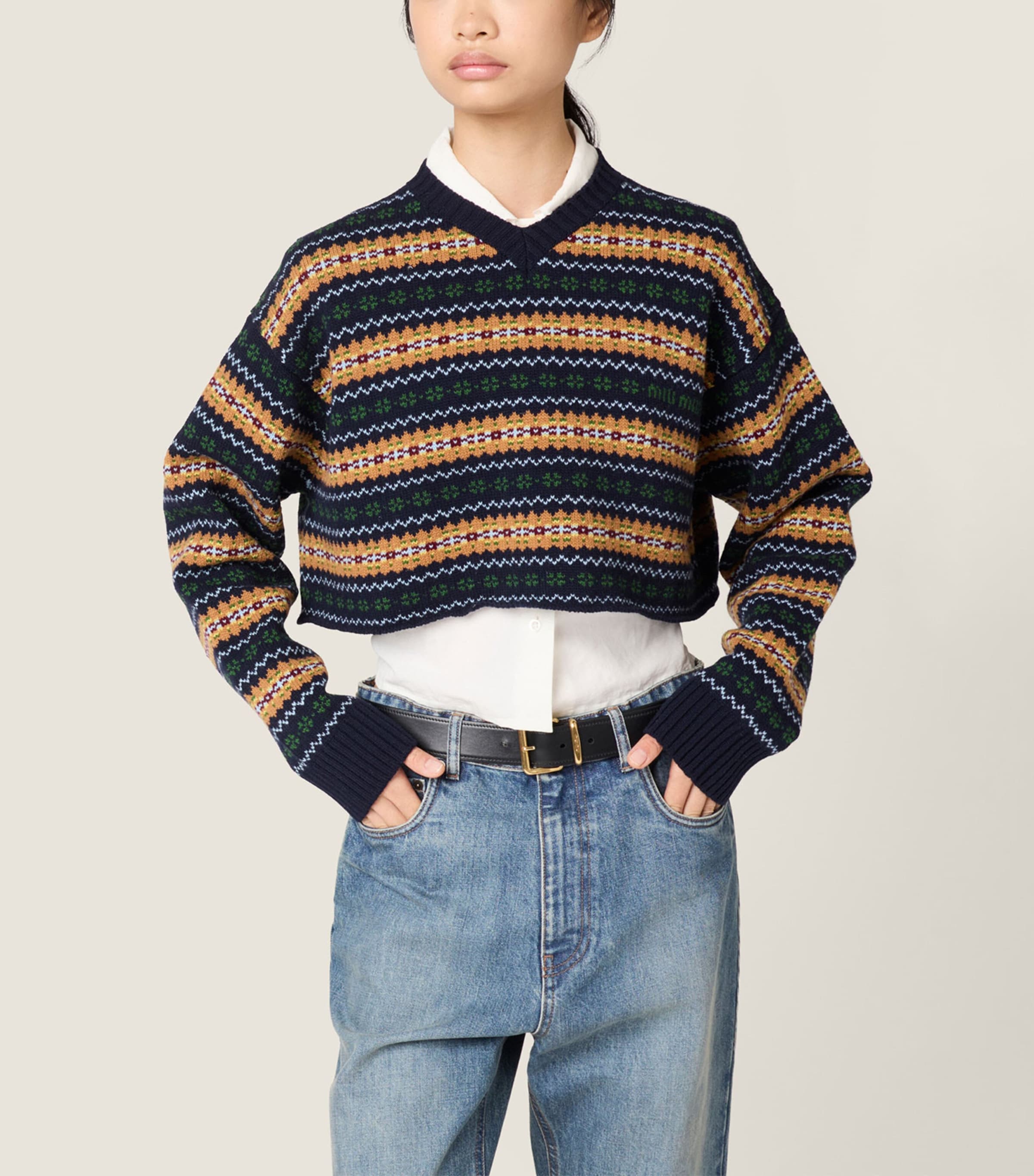 Miu Miu Womens Wool Stripe Sweater Image 4