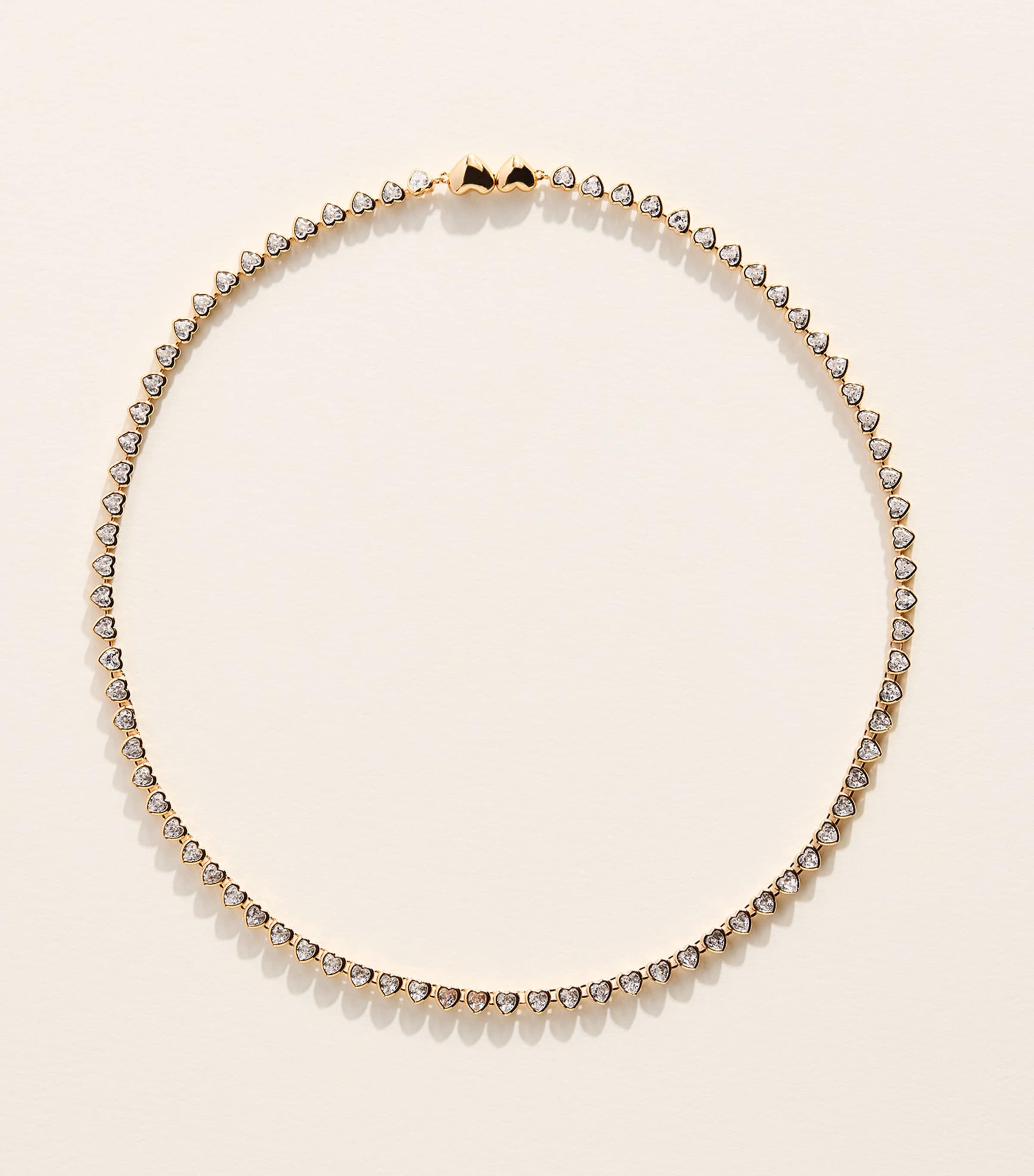 Astrid & Miyu Gold-Plated Silver Heart Tennis Necklace Gold Image 1