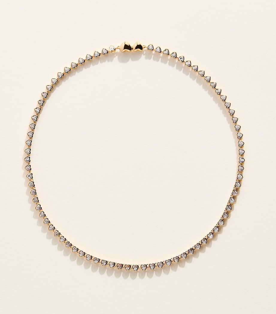 Astrid & Miyu Gold-Plated Silver Heart Tennis Necklace Gold Image 1