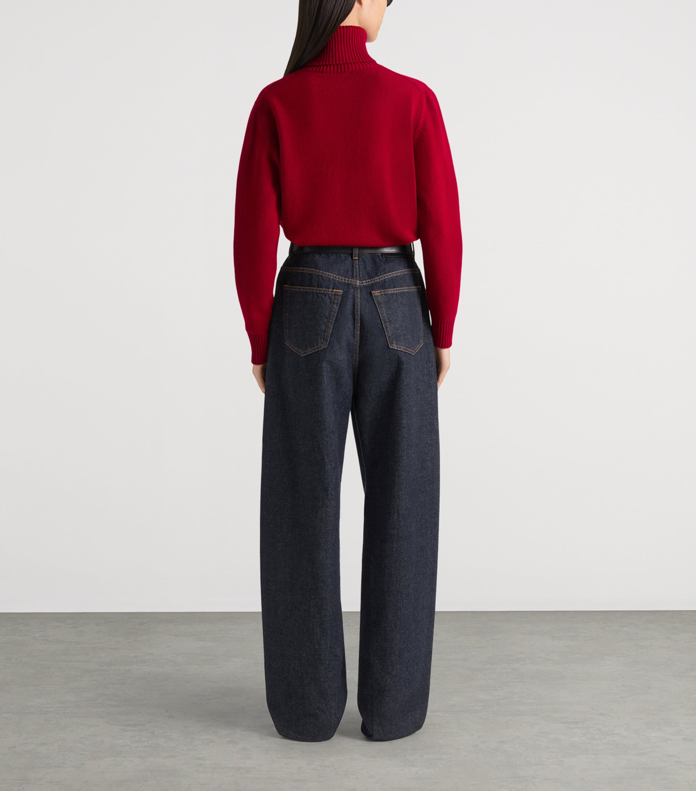 Wool and Cashmere Turtleneck Logo Sweater CORAL/PEARL Image 3