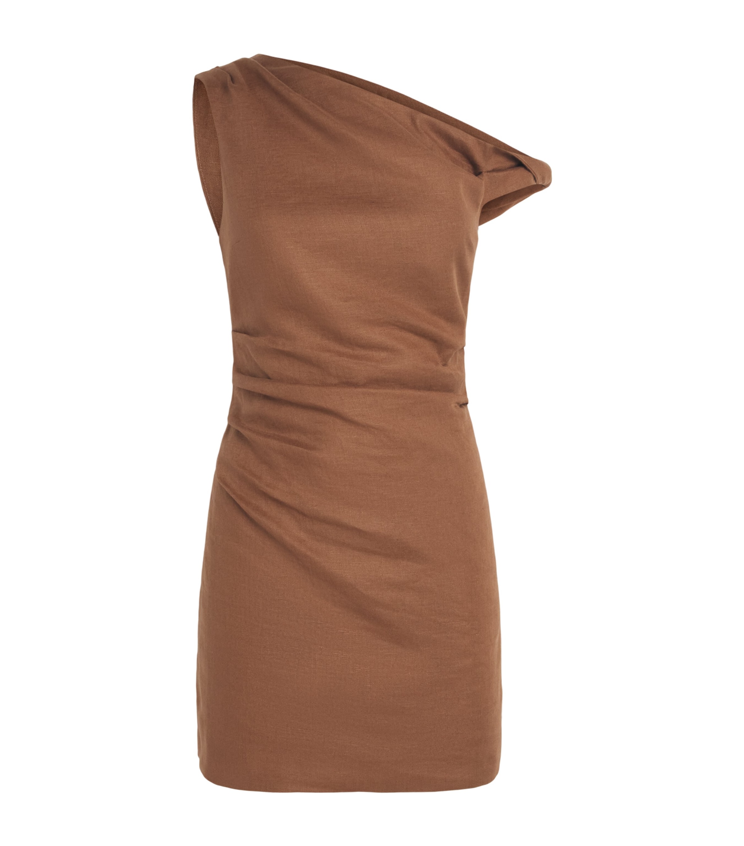 SIR. Womens Linen Tommy Mini Dress Chocolate Image 1
