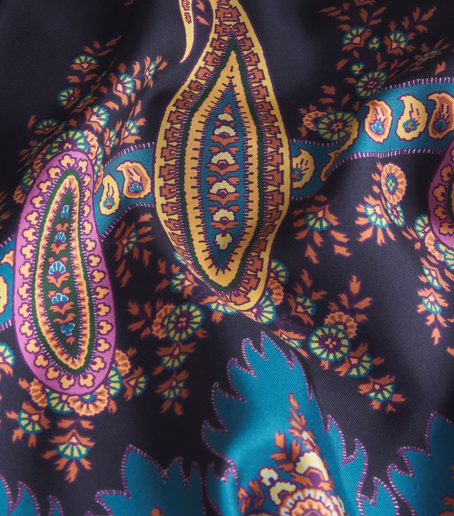 Silk Paisley Print Short Robe X0886 Image 5
