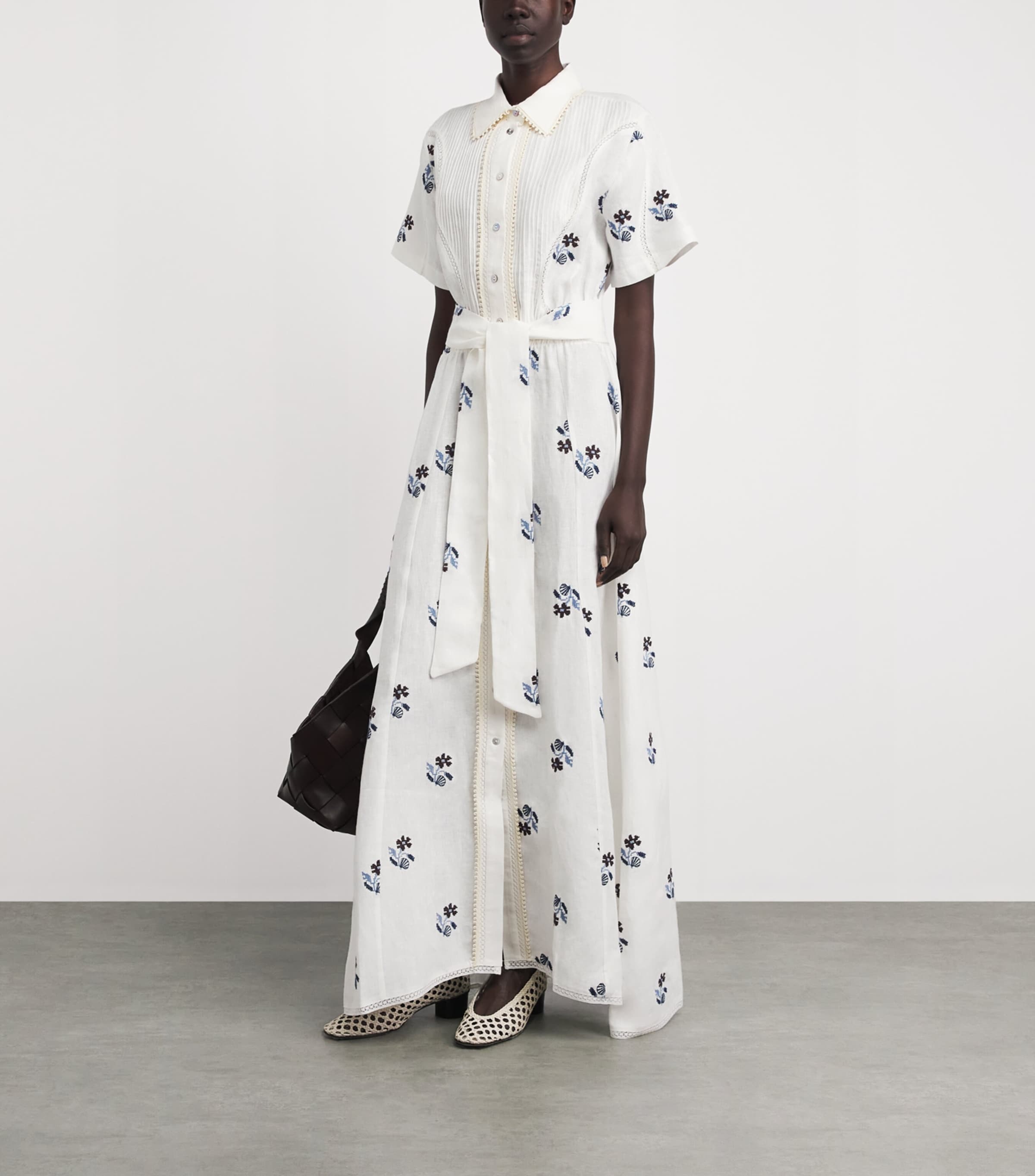LUG VON SIGA Womens Linen Embroidered Vera Maxi Dress Offwhite Image 2