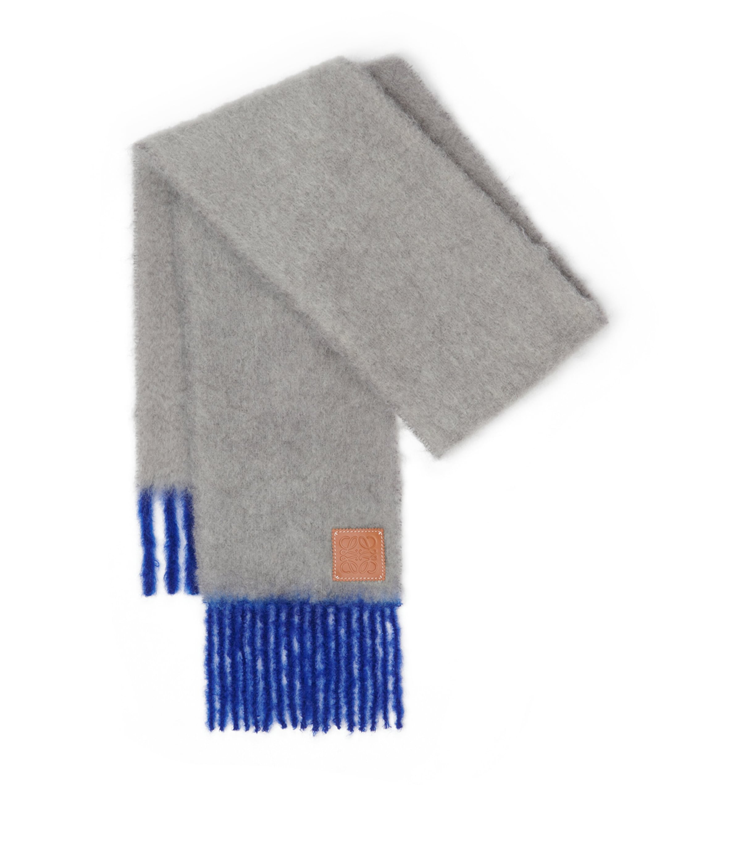 Loewe Mohair-blend Logo Scarf In Grey