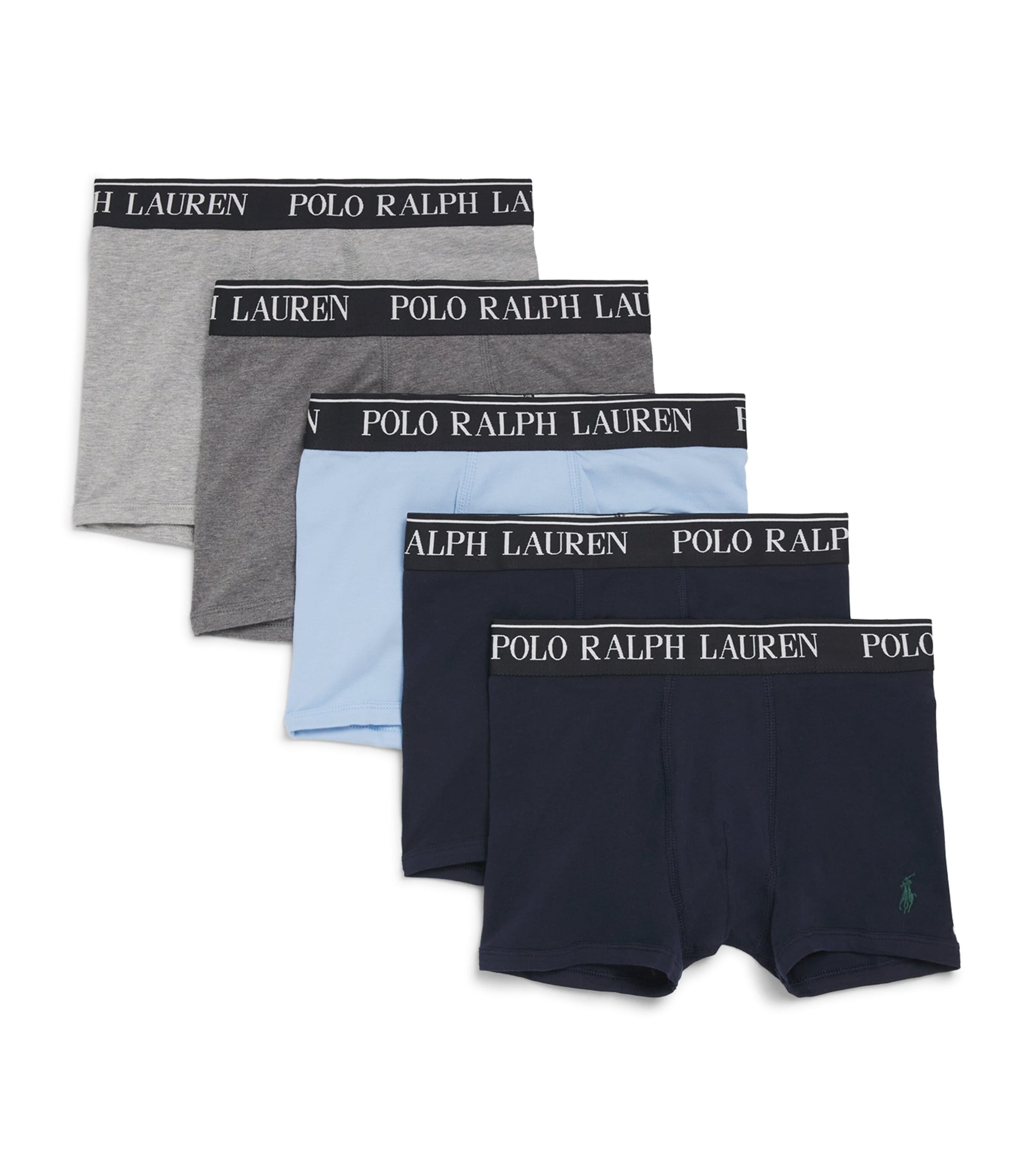Ralph Lauren Kids Pack of 5 Stretch-Cotton Boxer Briefs (6-14 Years) Blue Image 1
