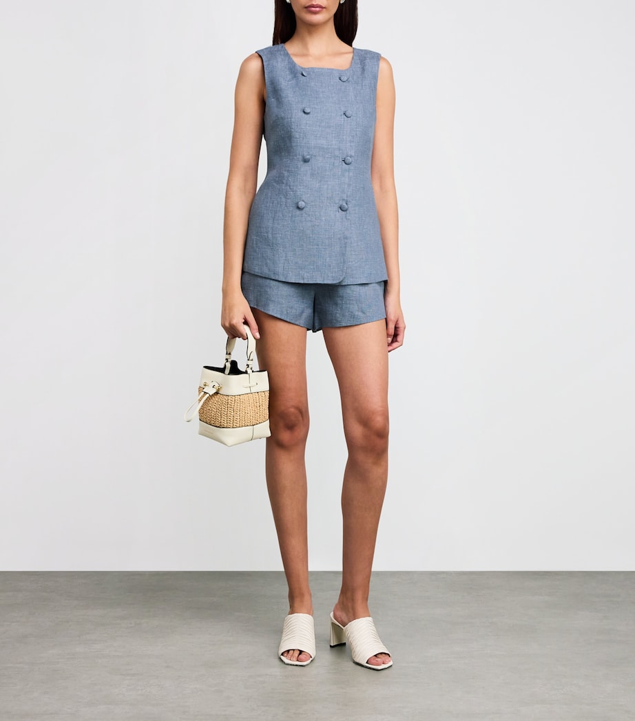 Linen Thea Tailored Shorts STEEL BLUE Image 2