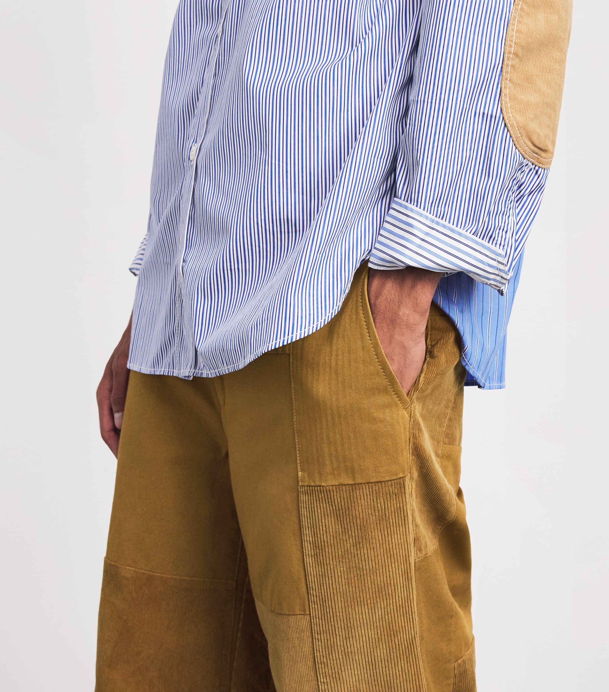 Junya Watanabe MAN Mens Cotton Patchwork Trousers Brown Mix Image 3