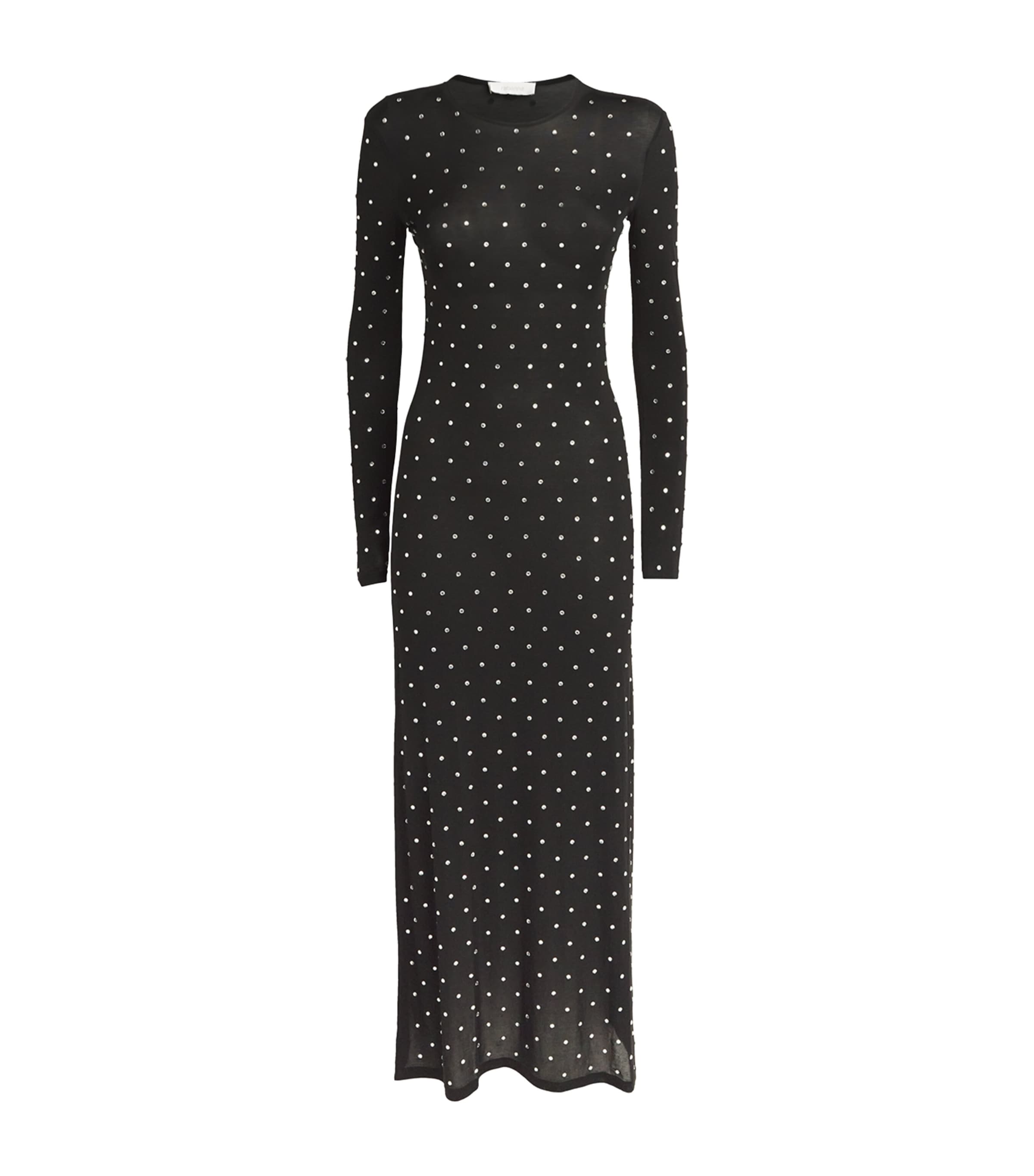Rabanne Beaded Robe Dress Black In Black