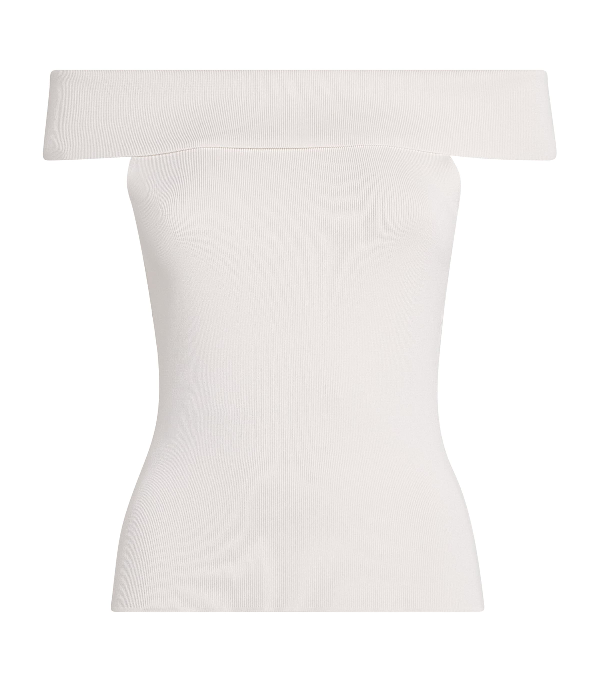 Maje Knitted Off-the-shoulder Top In White