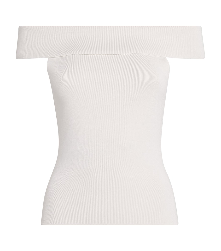Knitted Off-The-Shoulder Top WHITE Image 1